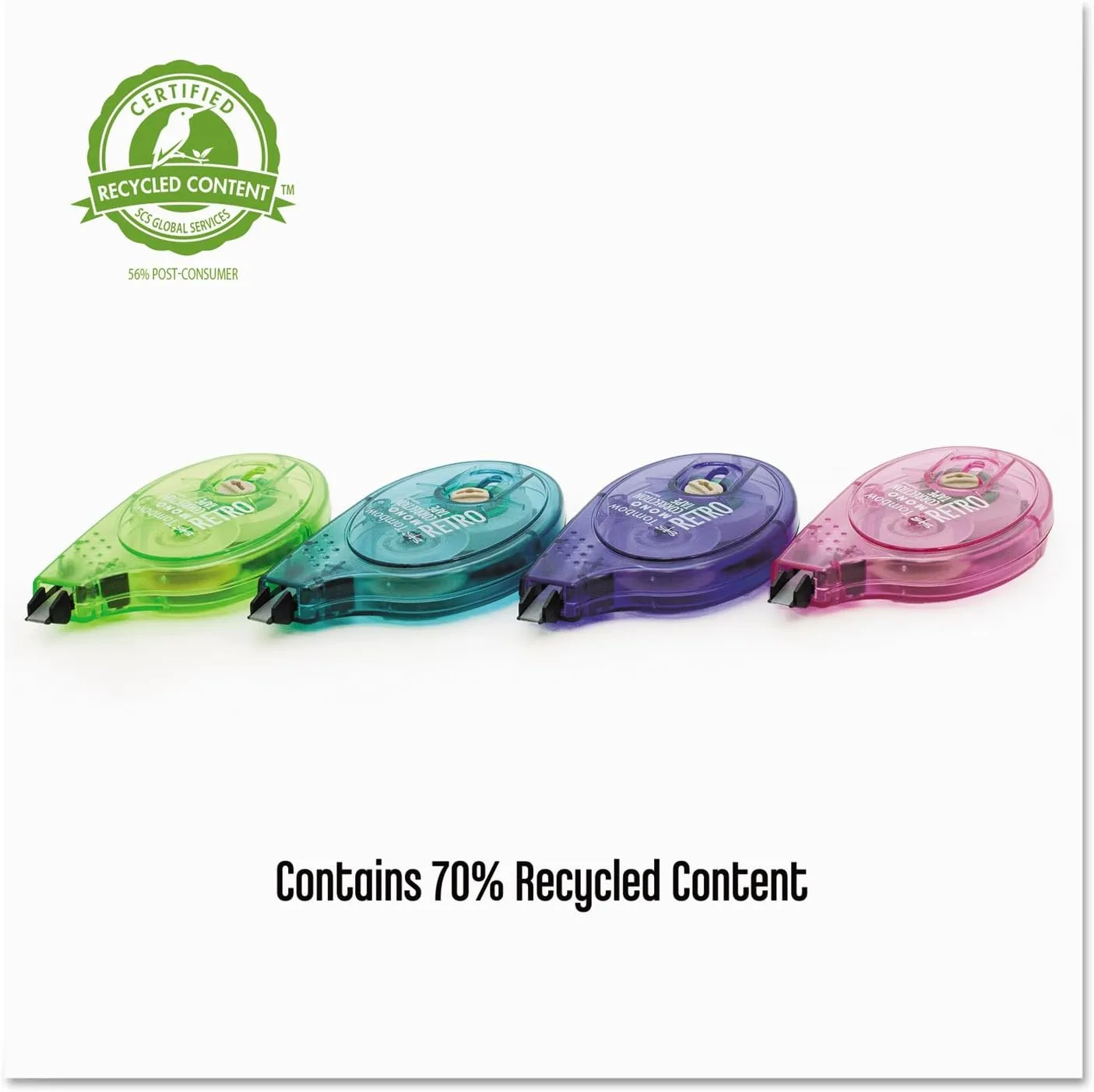 Tombow 68723 MONO Retro Correction Tape, Assorted Colors, 10-Pack