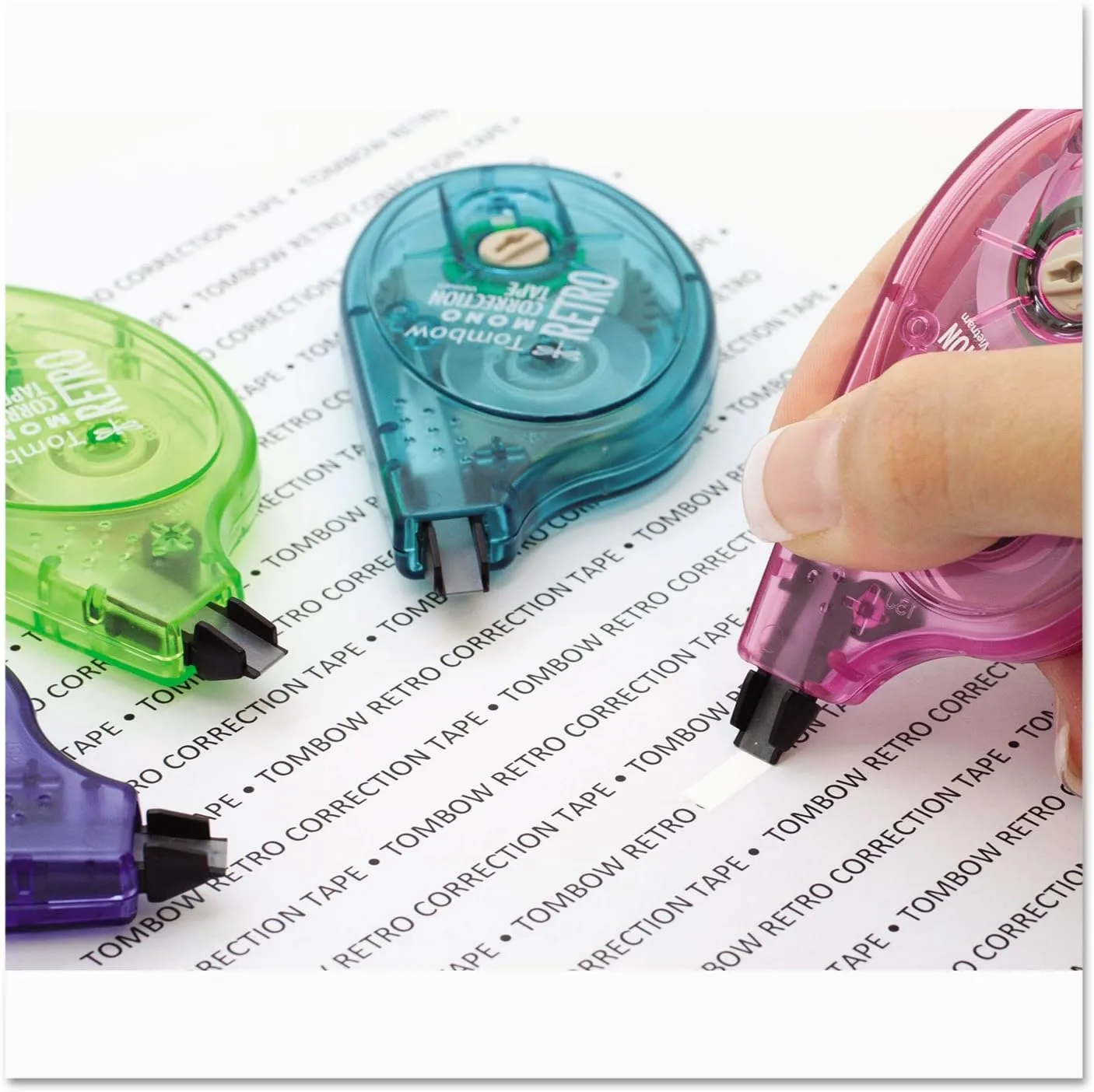 Tombow 68723 MONO Retro Correction Tape, Assorted Colors, 10-Pack