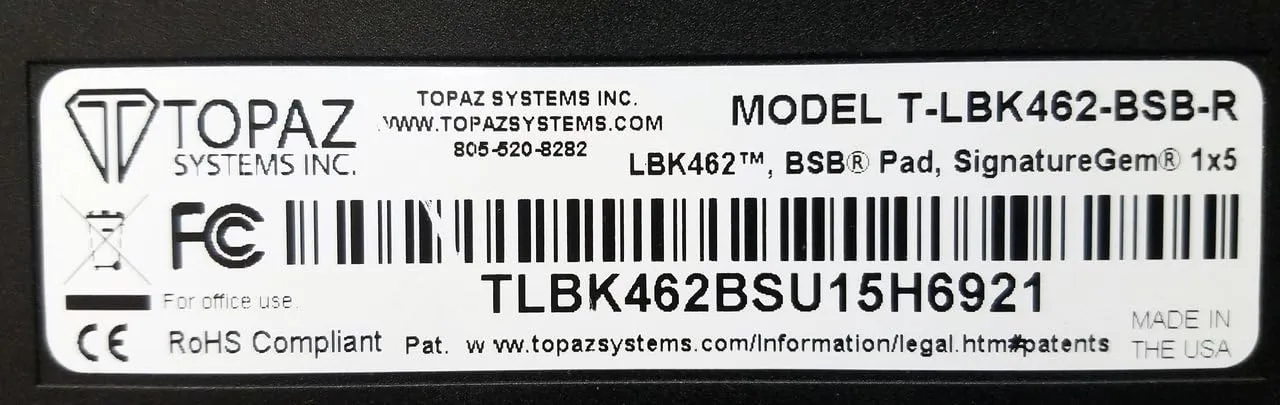 Topaz SignatureGem T-L462 Electronic Signature Pad - Backlit LCD - Active Pen - 4.40in x 1.30in Active Area LCD