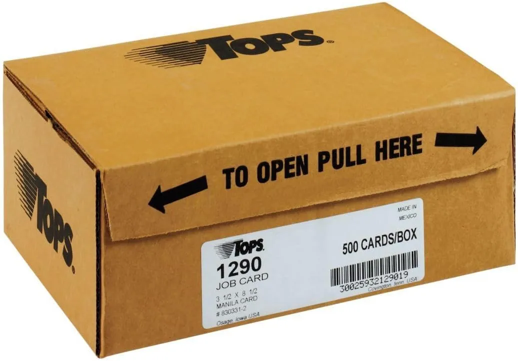TOPS Job Cards, 2-Sided, 3-1/2" x 8-1/2", Manila, Green Print Front/Back, 500-Count (1290)