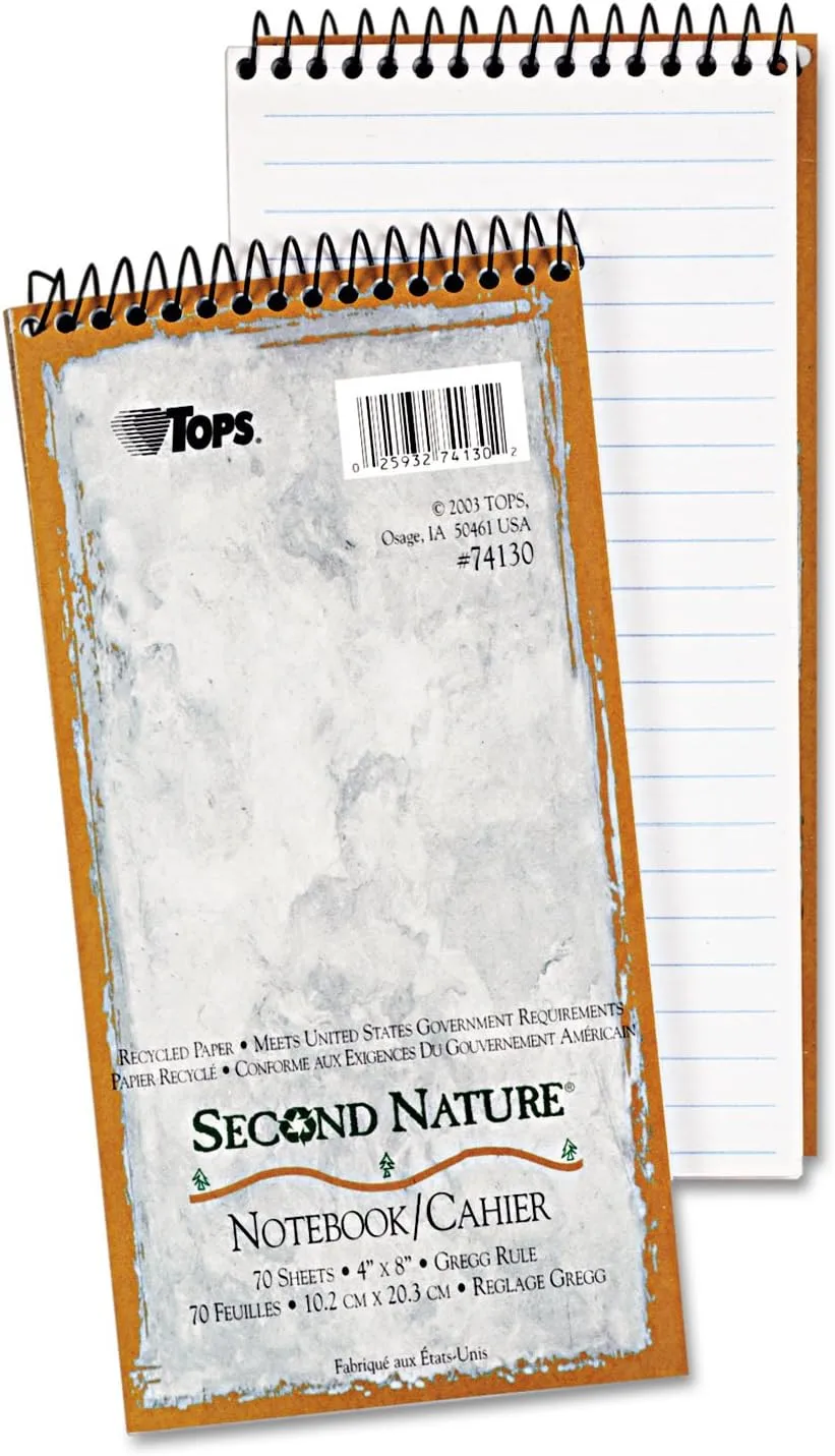 TOPS Second Nature Reporter's Notebook, 4" x 8", Gregg Rule, 70 Sheets (74130)
