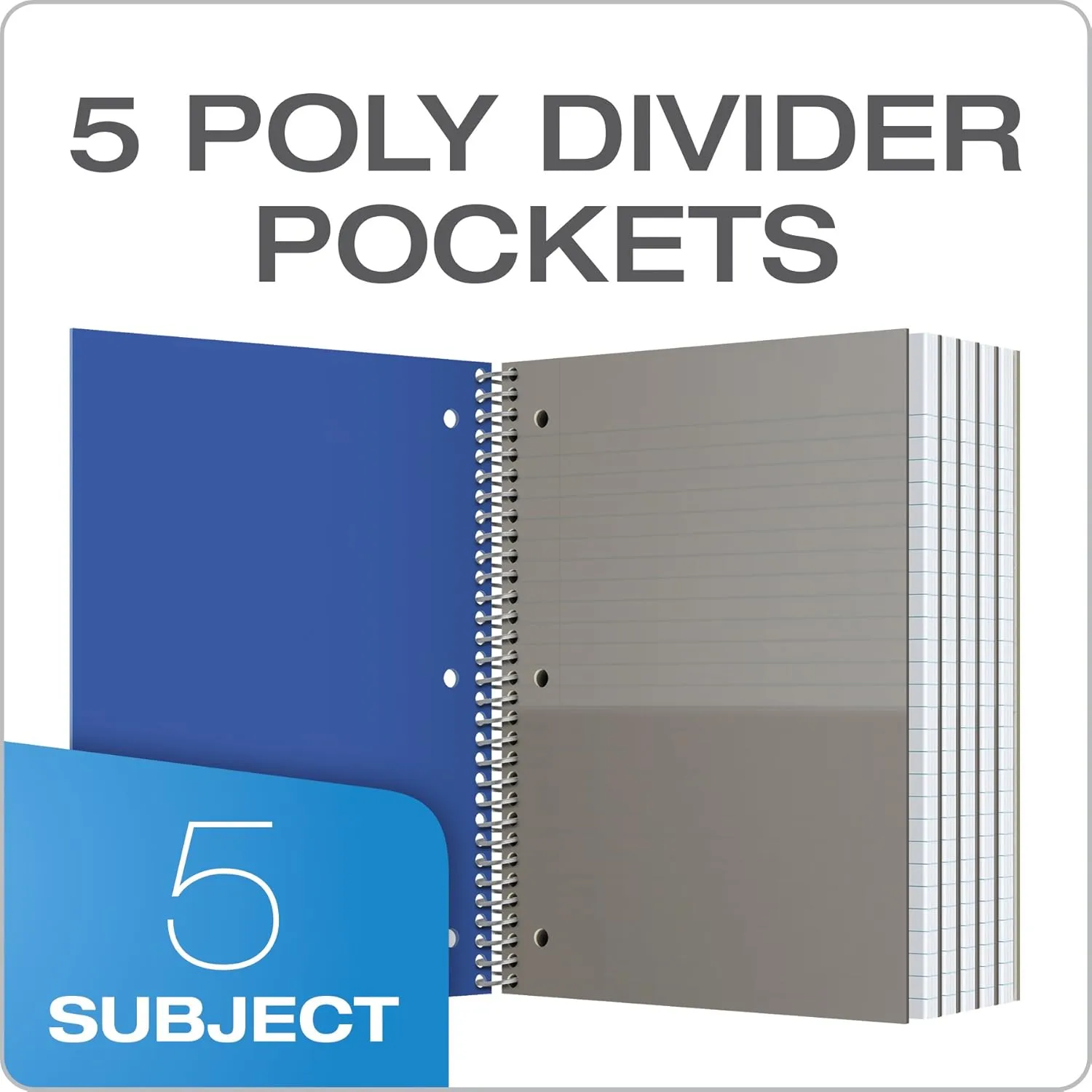 Oxford 5-Subject Spiral Notebooks, Wide Ruled, 200 Sheets, 2-Pack (10387)
