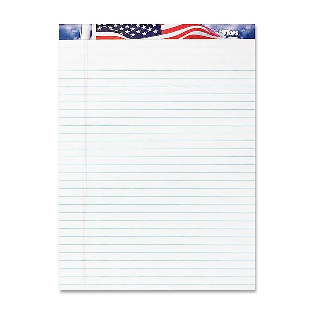 TOPS Perforated American Pride Writing Pads, 8 1/2in x 11 3/4in, Legal Ruled, 50 Sheets, White, Pack Of 3 Pads
