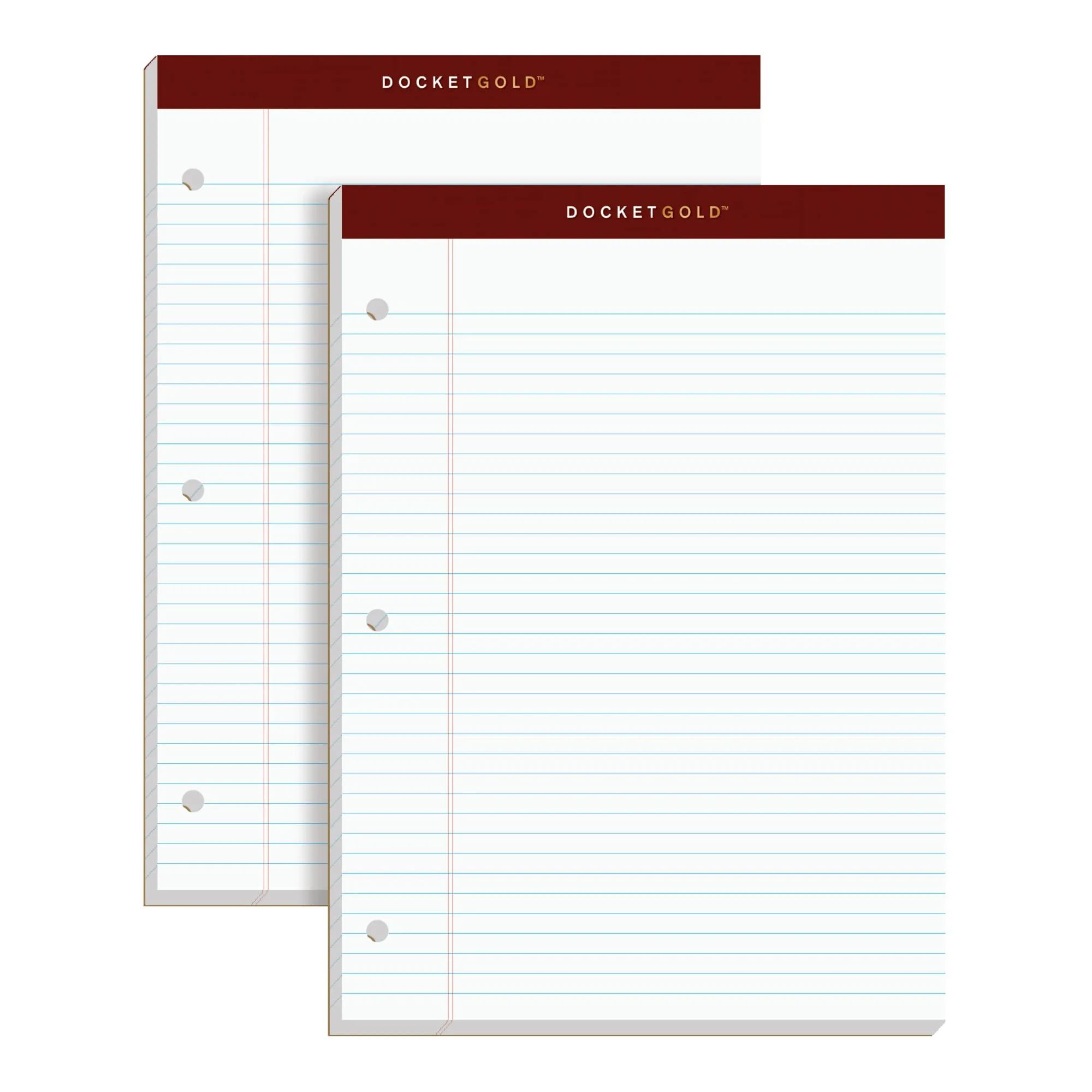 TOPS Docket Gold Writing Pads, 8-1/2 x 11-3/4, Narrow Rule, 100 Sheets, 2 Pack (99706)