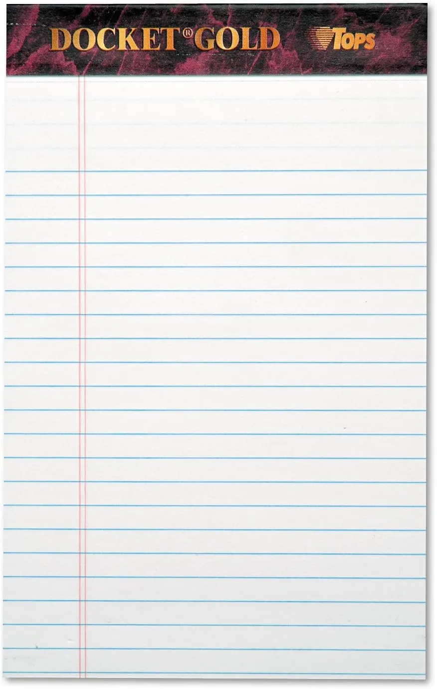 TOPS Tops Docket Gold Jr. Legal Ruled White Legal Pads (TOP63910) 5 x 8 Inch