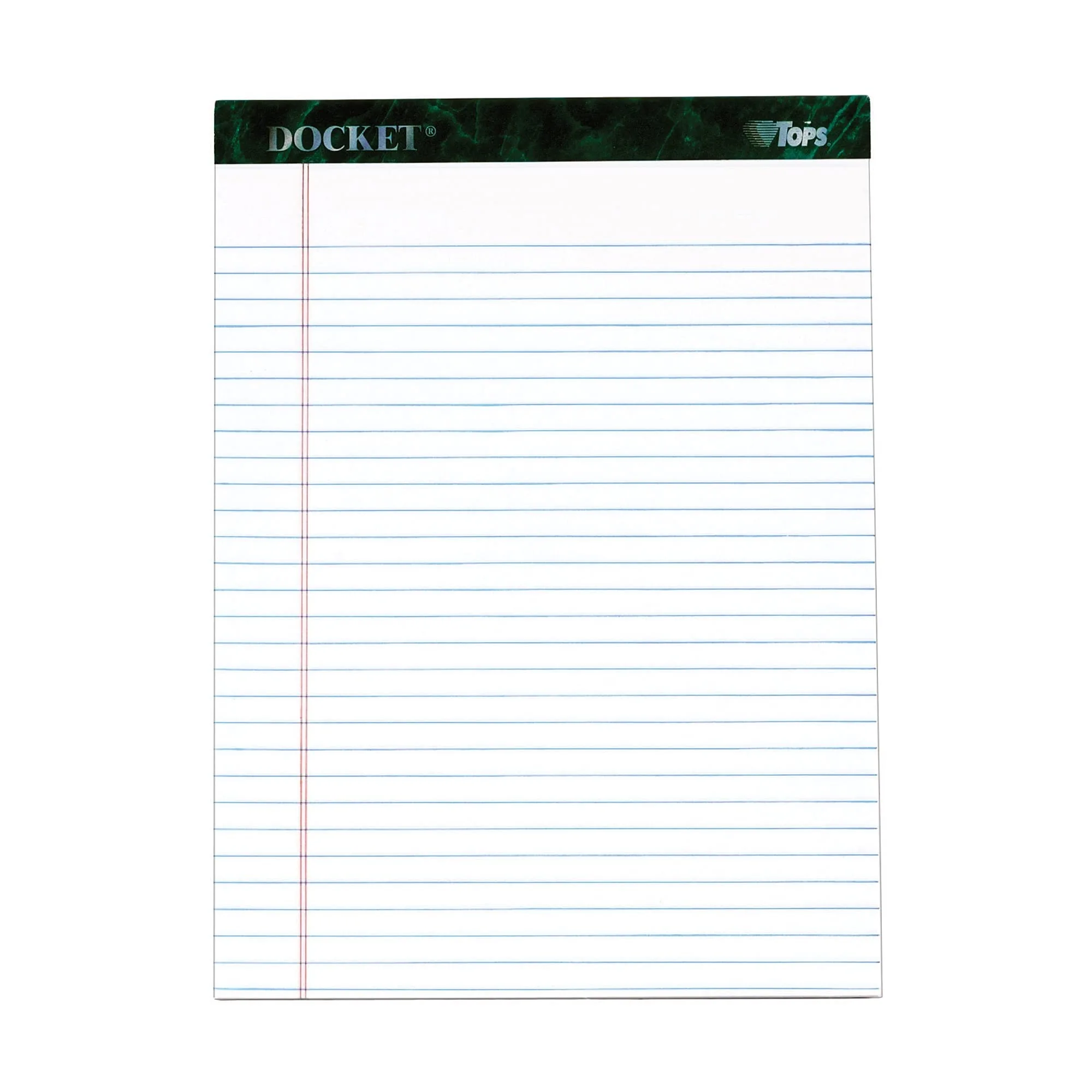 TOPS Docket Writing Pads, 8-1/2" x 11-3/4", Legal Rule, White Paper, 50 Sheets, 12 Pack (63410)