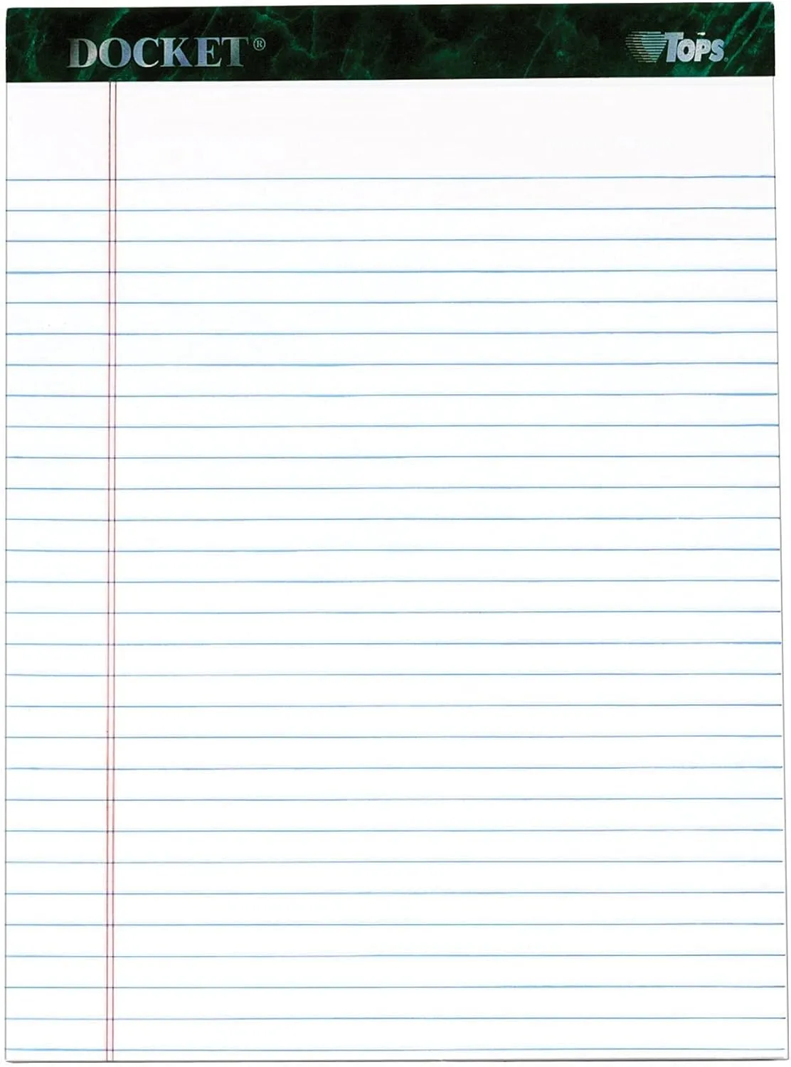 TOPS Docket Writing Pads, 8-1/2" x 11-3/4", Legal Rule, White Paper, 50 Sheets, 12 Pack (63410)