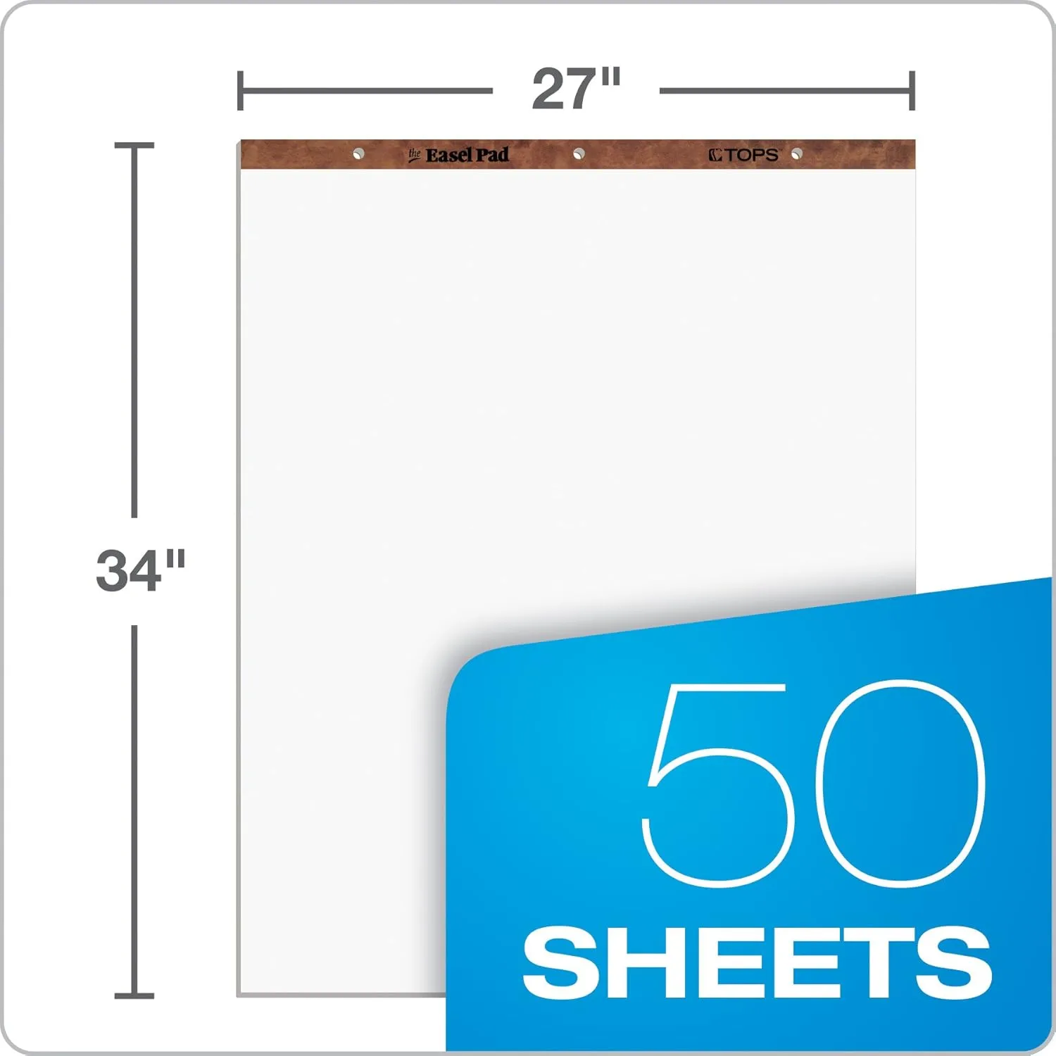 TOPS Easel Pads, 27 x 34 in, 50 Sheets, 2-Pack