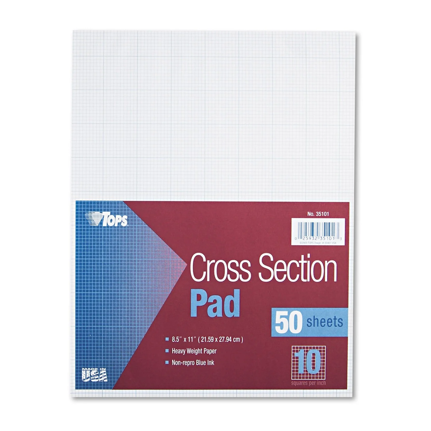 TOPS Cross-Section Pad, 8.5 x 11, 50 Sheets