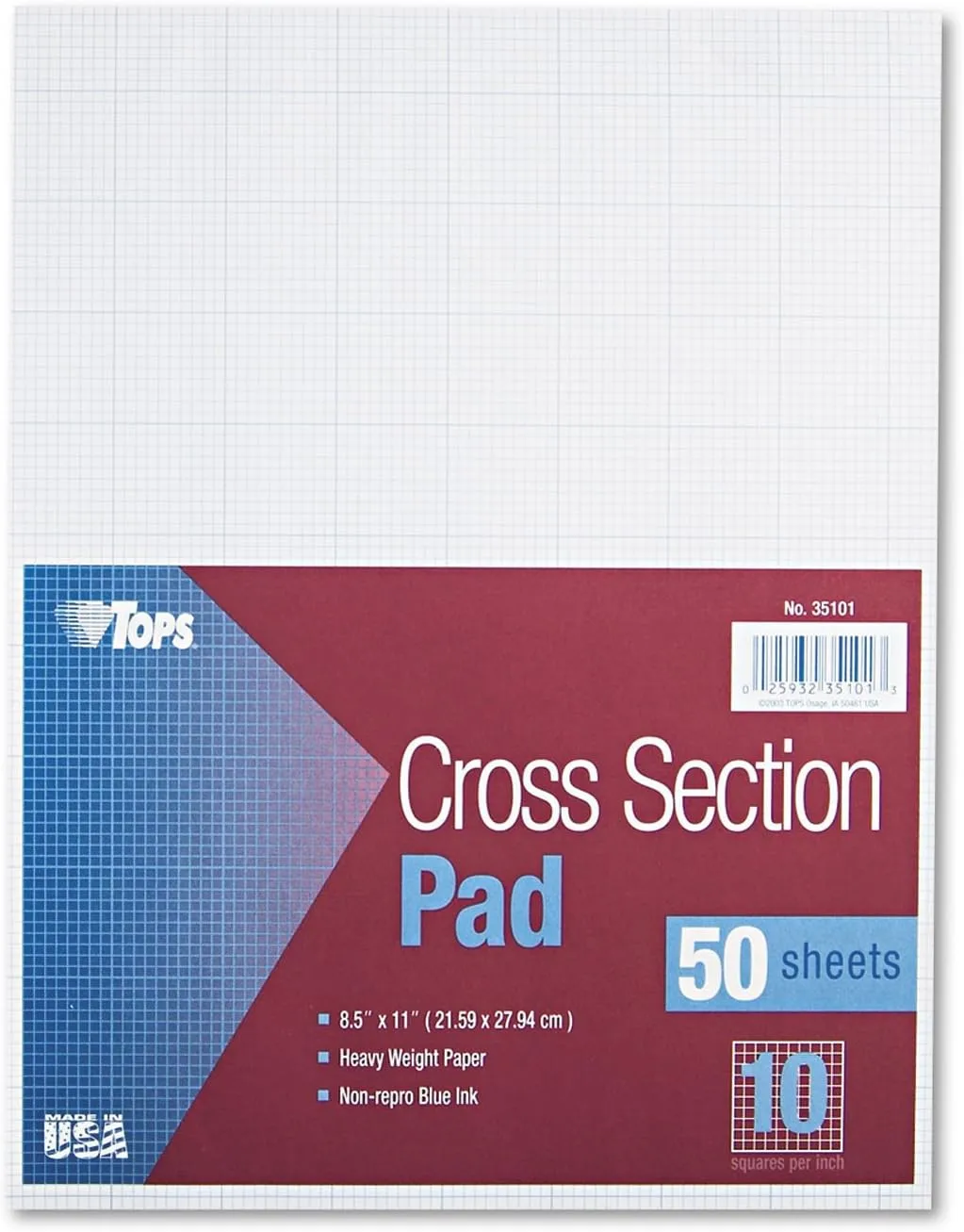 TOPS Cross-Section Pad, 8.5 x 11, 50 Sheets