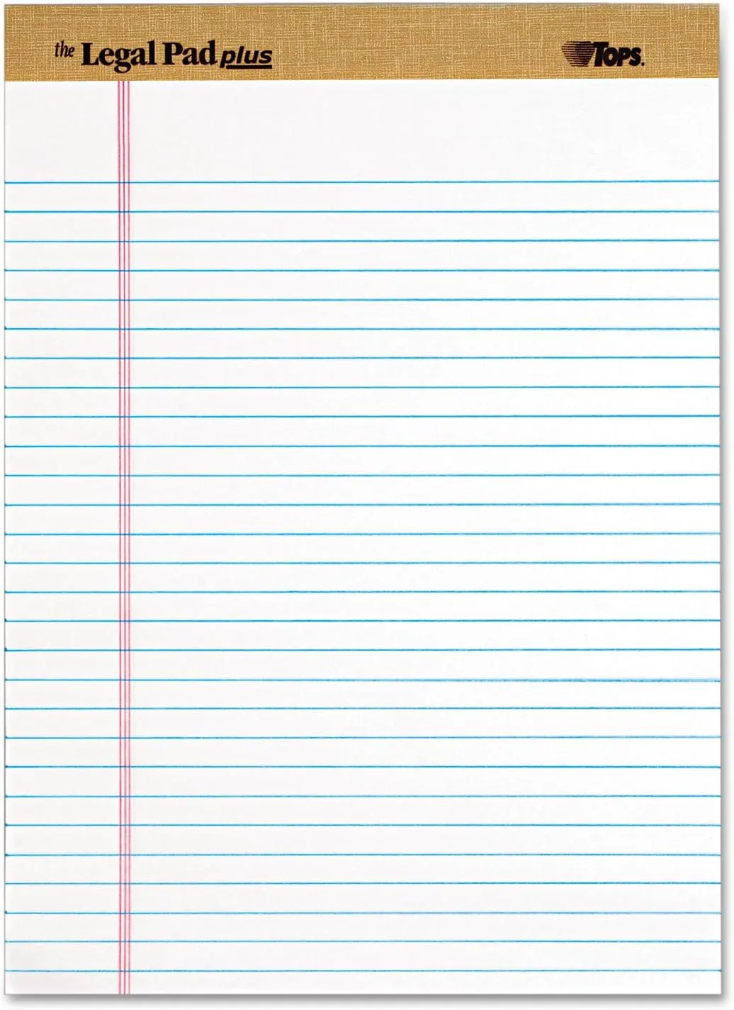 TOPS The Legal Pad Plus Writing Pads, 8-1/2" x 11-3/4", Legal Rule, 50 Sheets, 12 Pack (71533)