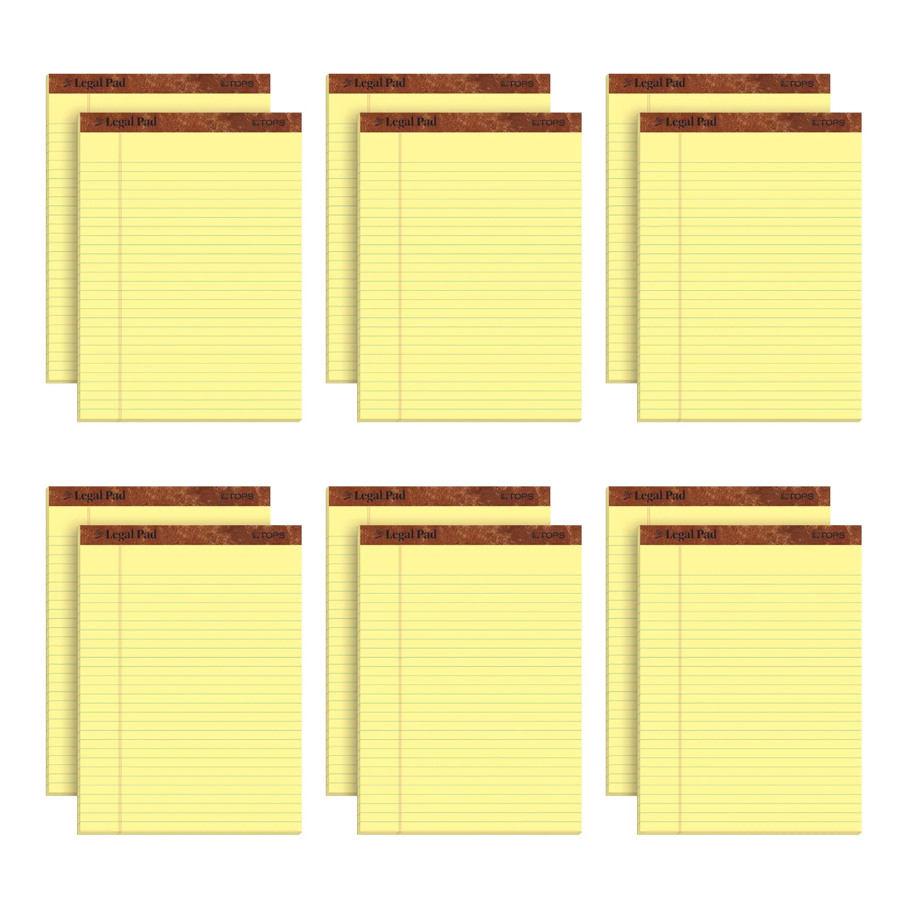 TOPS Legal Pads 8.5 x 11.75, 12 Pack, Wide Ruled Canary, 50 Sheets (7532)