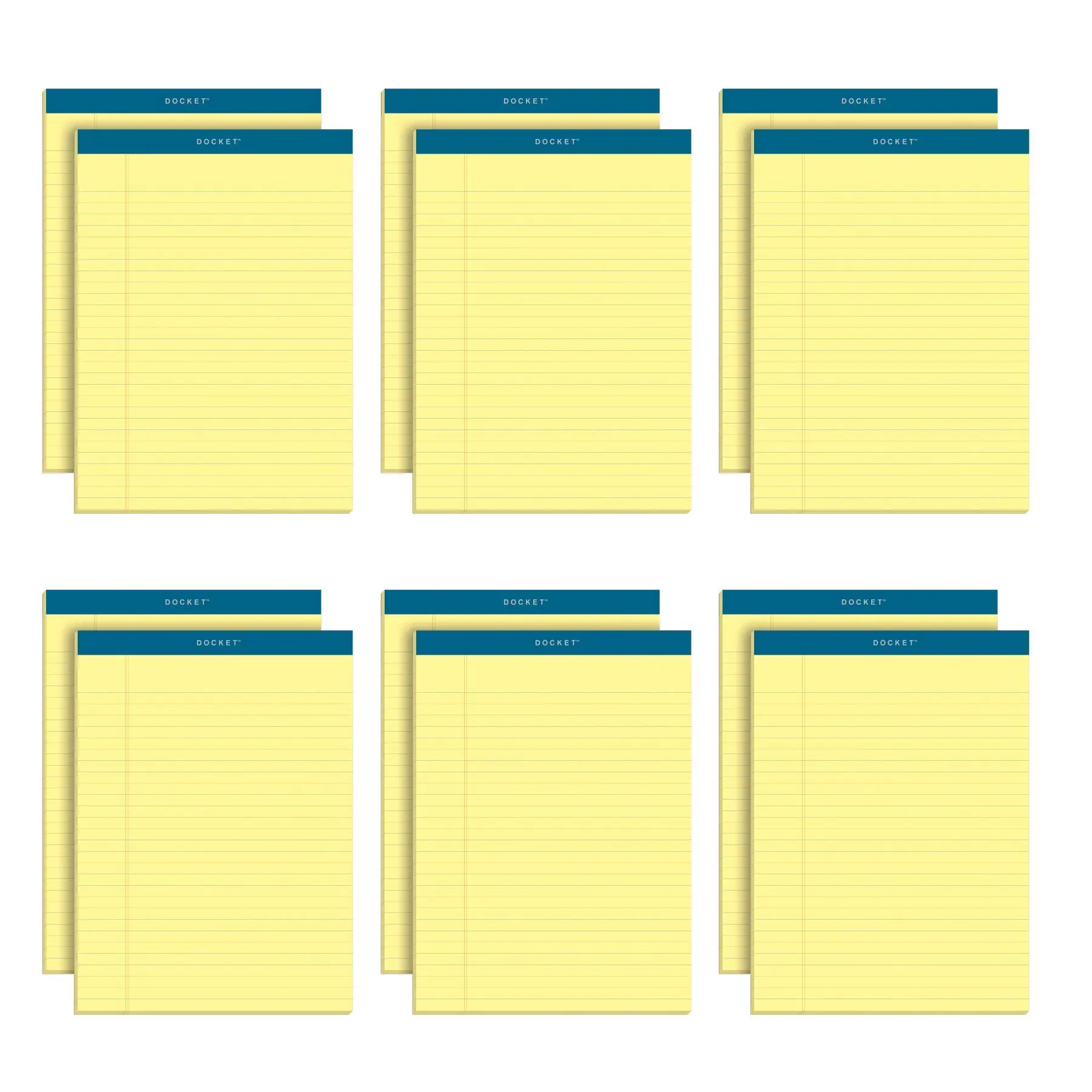 TOPS Docket Writing Pads, 8-1/2" x 11-3/4", Legal Rule, Canary Paper, 50 Sheets, 12 Pack (63400)