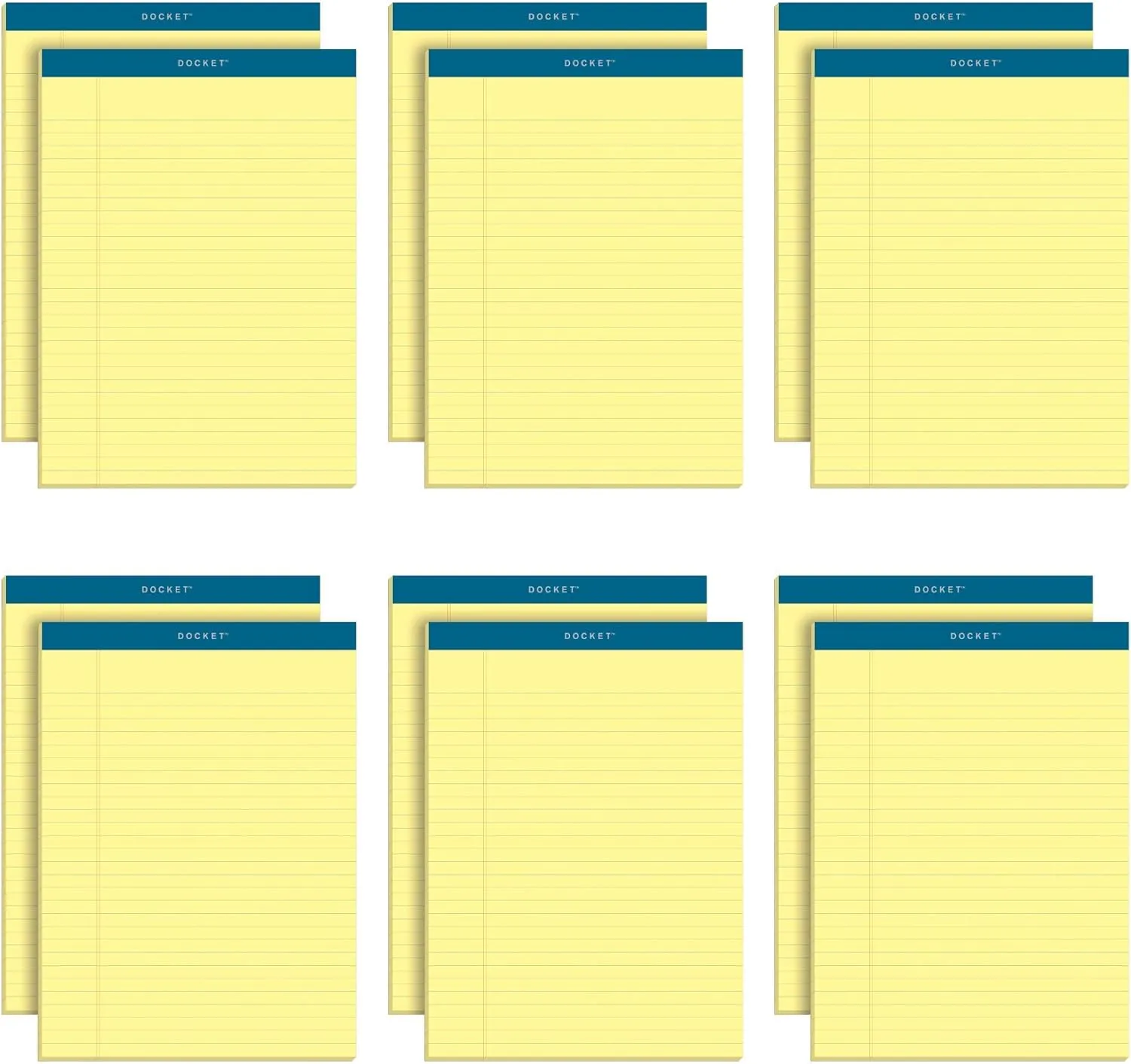 TOPS Docket Writing Pads, 8-1/2" x 11-3/4", Legal Rule, Canary Paper, 50 Sheets, 12 Pack (63400)