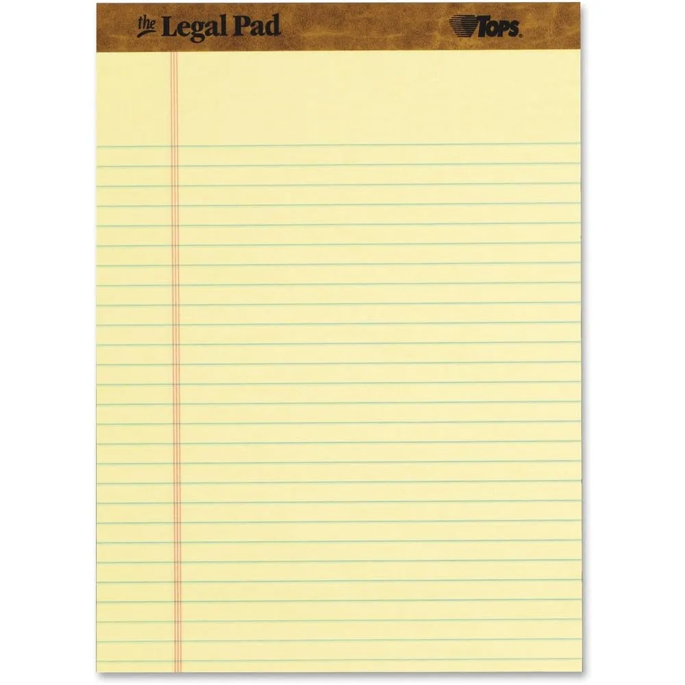 TOPS Legal Ruled Writing Pads - 50 Sheets, Canary - 3 Pack