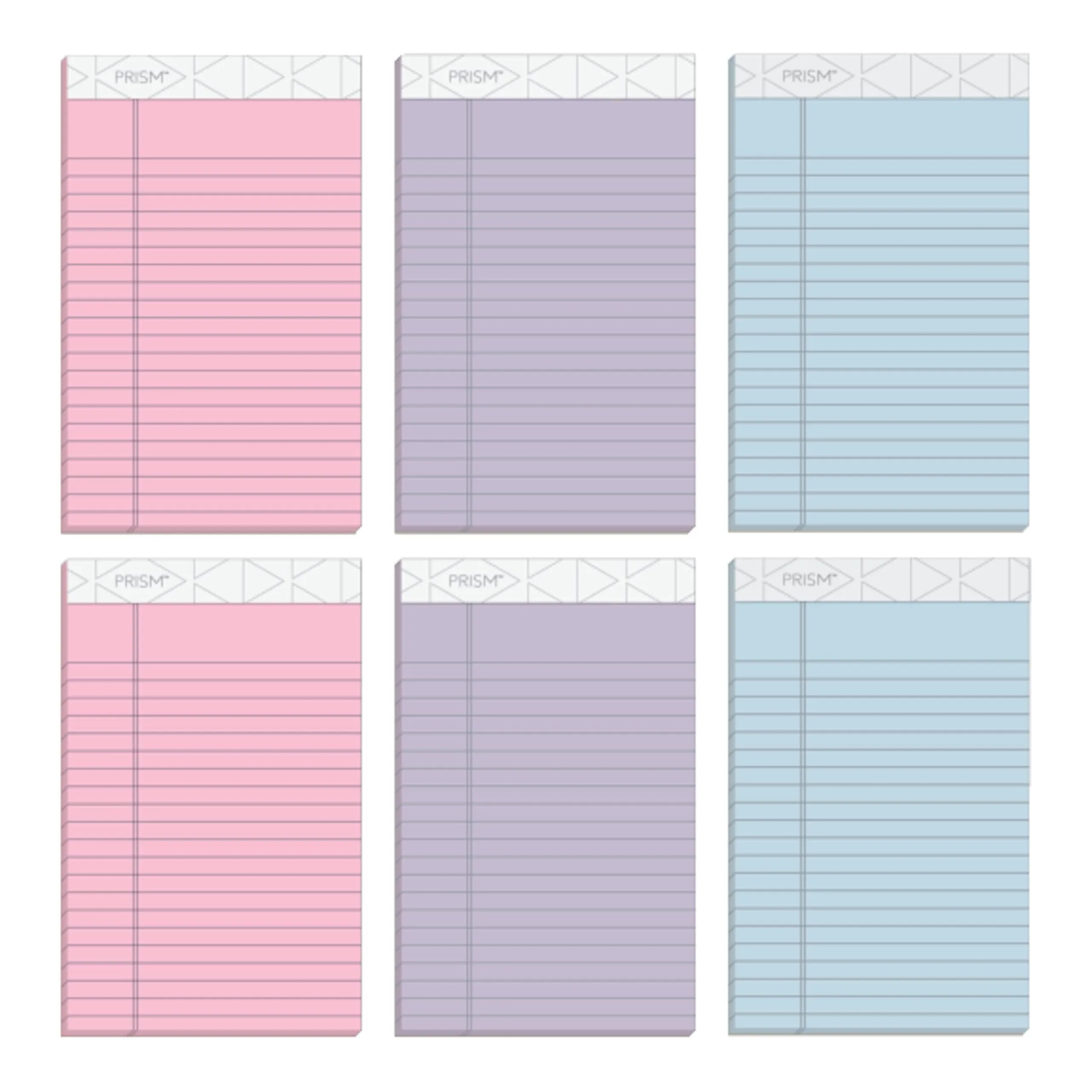TOPS Prism 5 x 8 Legal Pads, 6-Pack, Narrow Ruled, Assorted Pastel (2 Pink/2 Blue/2 Purple), 50 Sheets