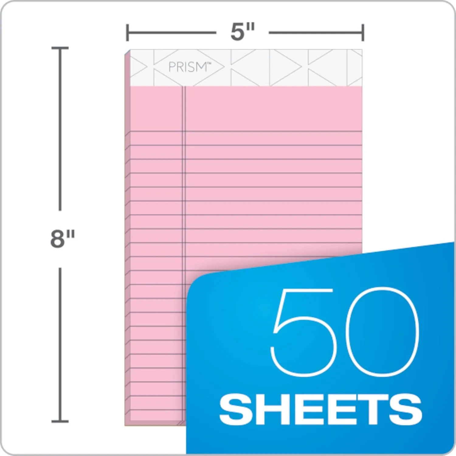 TOPS Prism 5 x 8 Legal Pads, 6-Pack, Narrow Ruled, Assorted Pastel (2 Pink/2 Blue/2 Purple), 50 Sheets