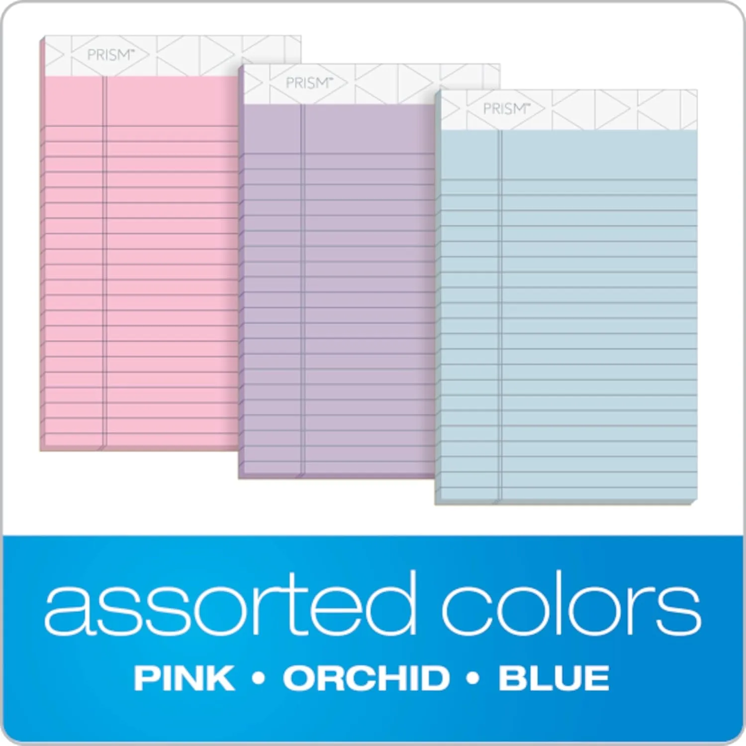 TOPS Prism 5 x 8 Legal Pads, 6-Pack, Narrow Ruled, Assorted Pastel (2 Pink/2 Blue/2 Purple), 50 Sheets