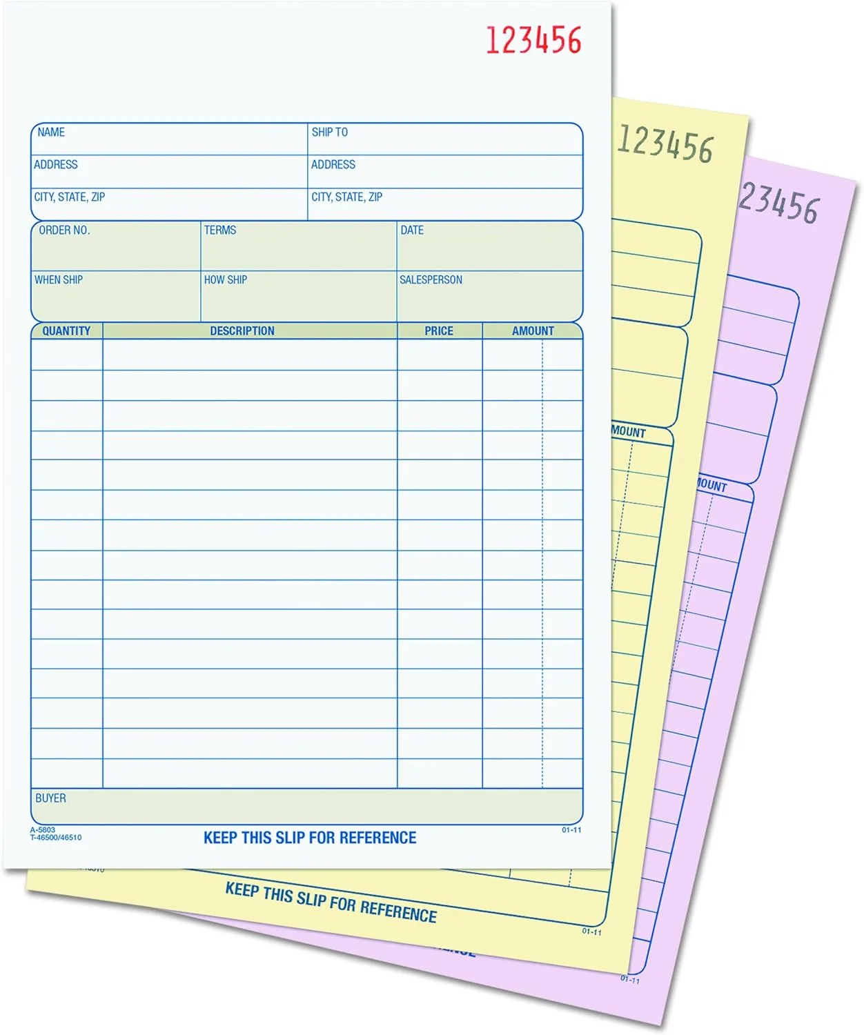 TOPS Sales Order Book, 3-Part, Carbonless, White/Canary/Pink, 5-9/16 x 7-15/16 Inches, 50 Sets per Book (46510)