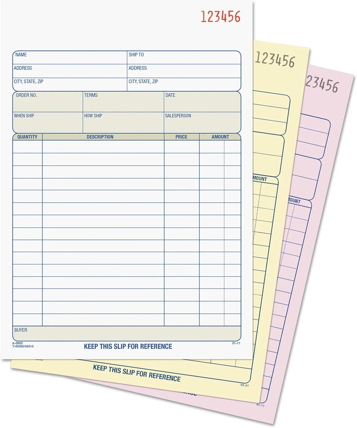 TOPS Sales Order Book, 3-Part, Carbonless, White/Canary/Pink, 5-9/16 x 7-15/16 Inches, 50 Sets per Book (46510)