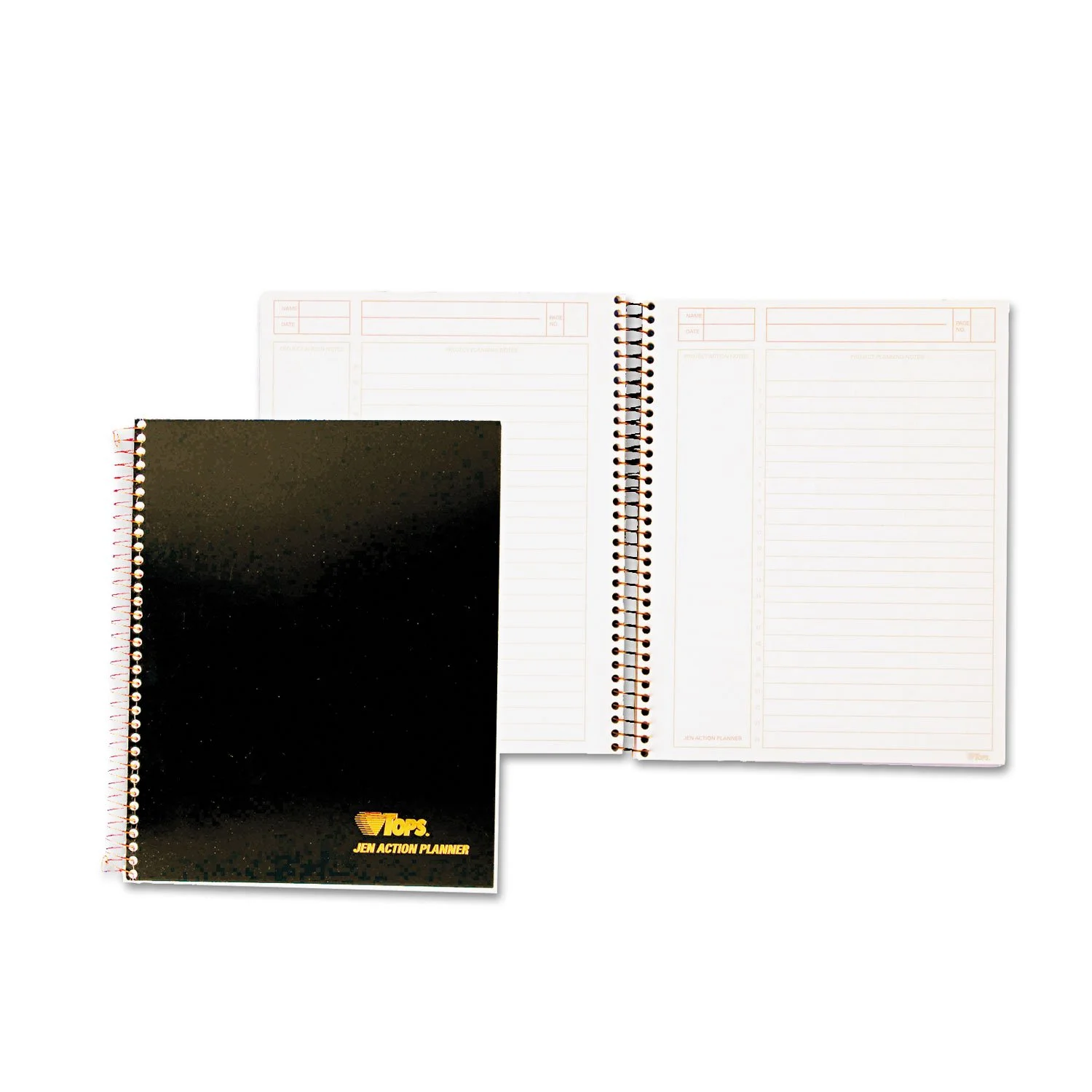 TOPS Journal Notetaking Planner, Wirebound, Ruled, 8.5 x 6.75, Black (63827)