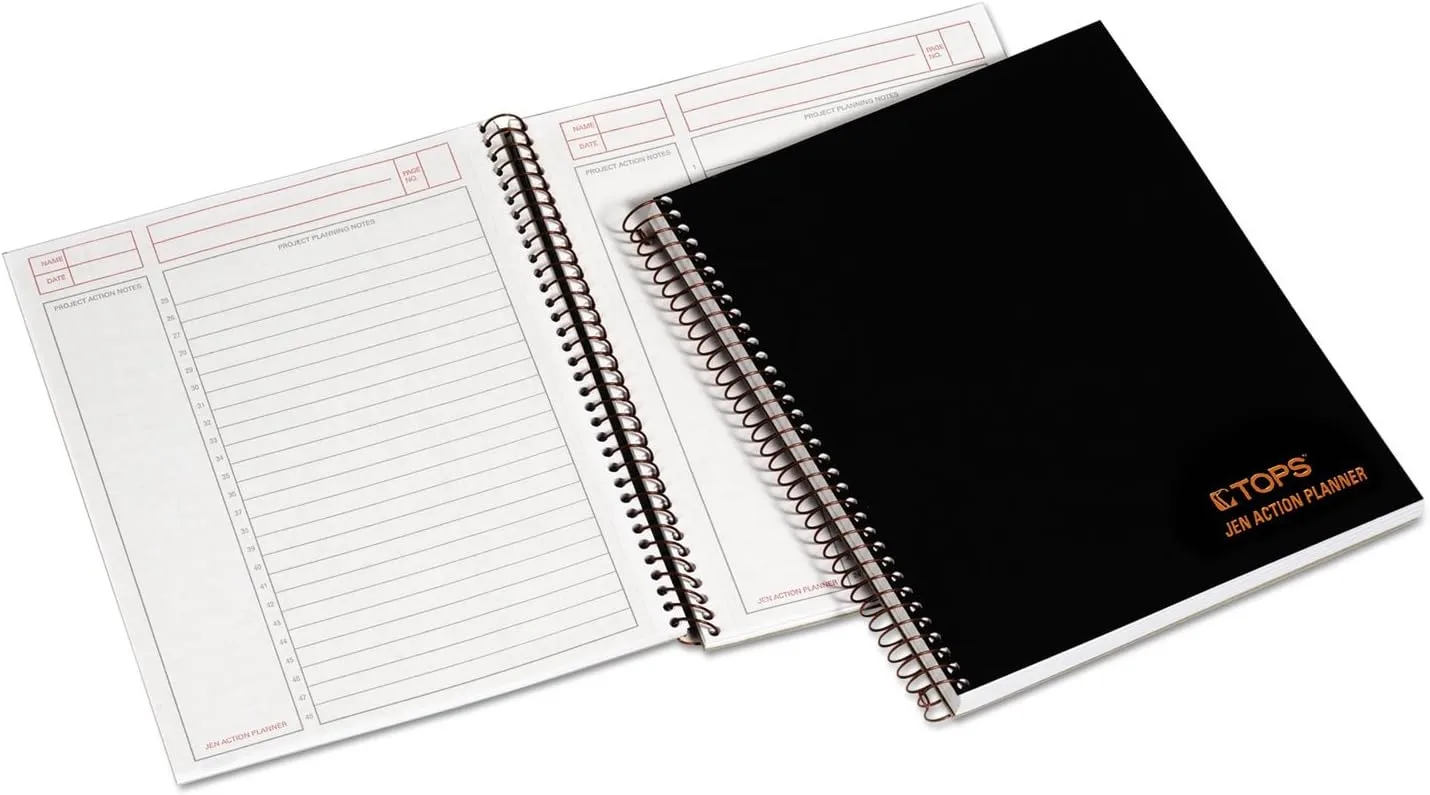 TOPS Journal Notetaking Planner, Wirebound, Ruled, 8.5 x 6.75, Black (63827)