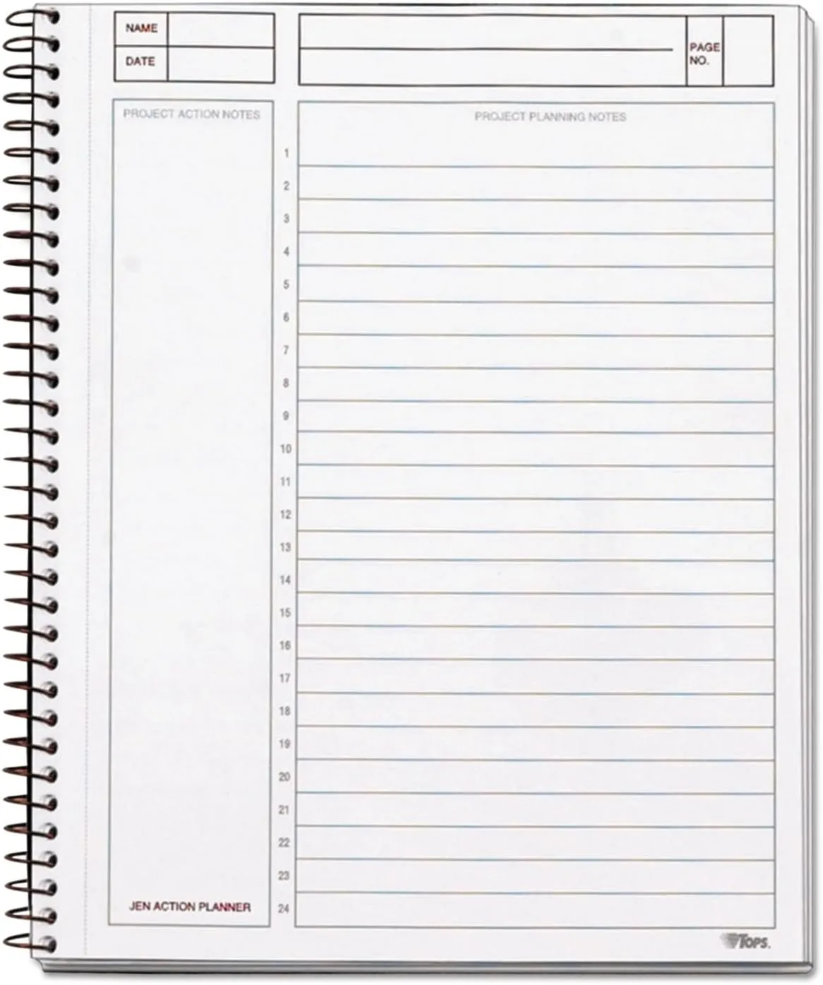 TOPS Journal Notetaking Planner, Wirebound, Ruled, 8.5 x 6.75, Black (63827)