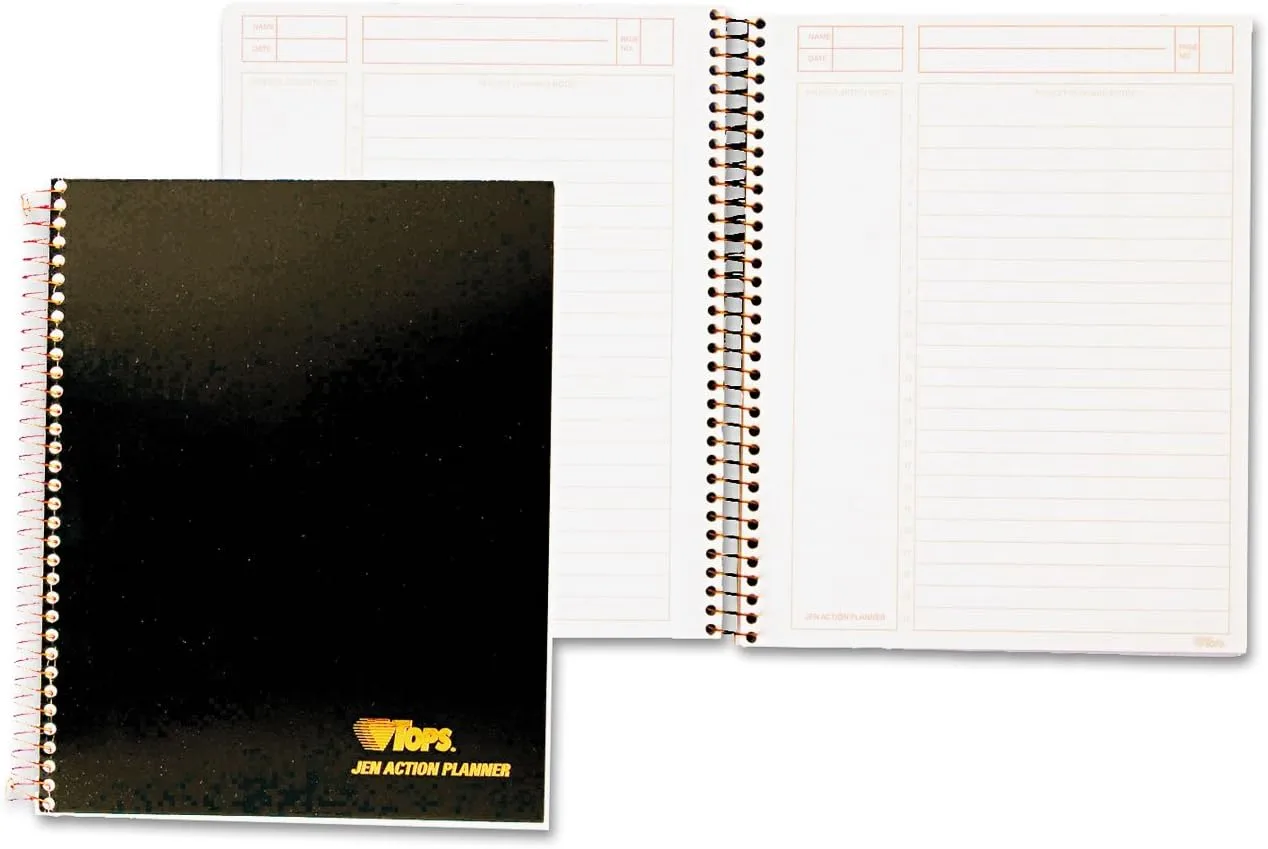 TOPS Journal Notetaking Planner, Wirebound, Ruled, 8.5 x 6.75, Black (63827)