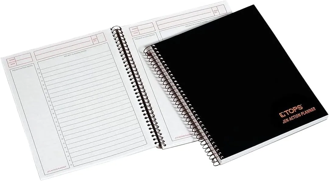 TOPS Journal Notetaking Planner, Wirebound, Ruled, 8.5 x 6.75, Black (63827)