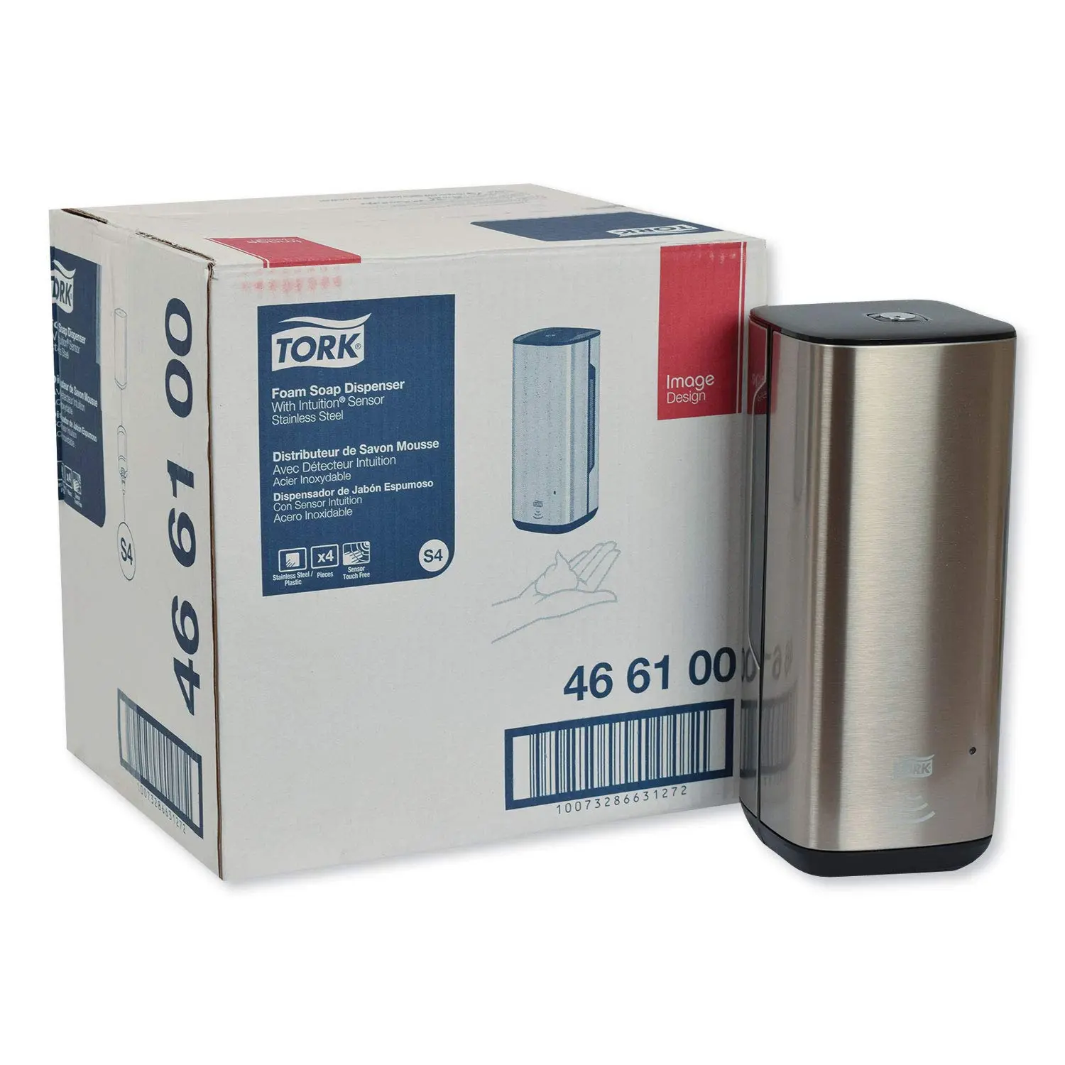 Tork Intuition™ Sensor Skincare Dispenser Stainless Steel S4, for Hand Soap and Hand Sanitizer, Image Range, 466100