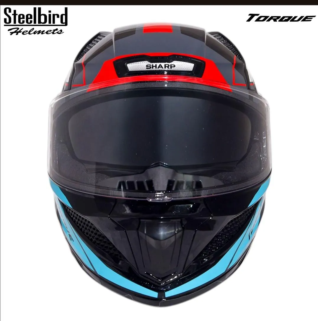 STEELBIRD SBH-25 SHARP ISS GLOSSY TORQUE BLACK/RED BLUE C/V 580 MM STEELBIRD SBH-25 SHARP ISS GLOSSY TORQUE BLACK/RED BLUE C/V 580 MM