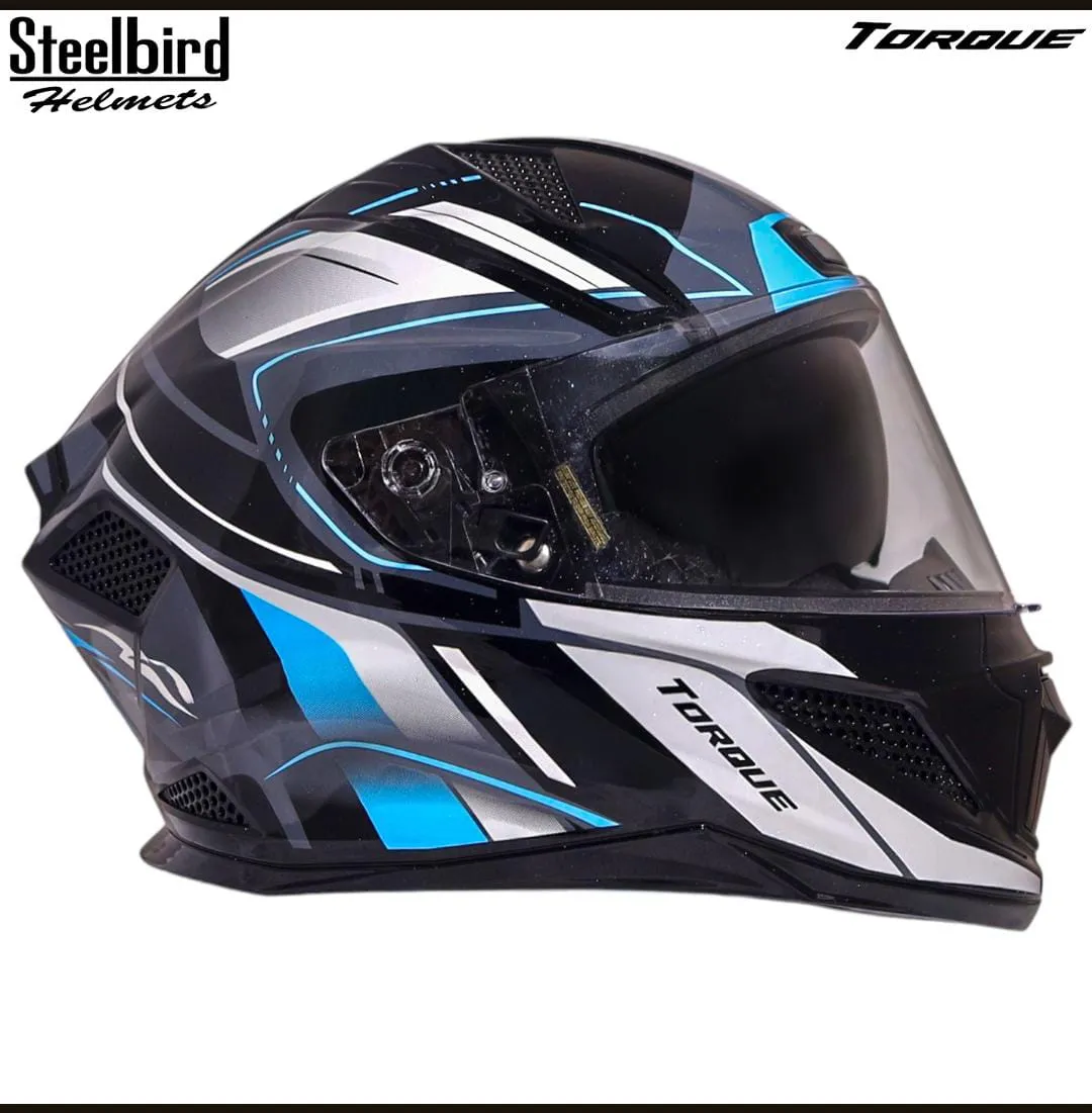 STEELBIRD SBH-25 SHARP ISS MATT TORQUE BLACK/JAZZ BLUE WHITE C/V 600 MM STEELBIRD SBH-25 SHARP ISS MATT TORQUE BLACK/JAZZ BLUE WHITE C/V 600 MM