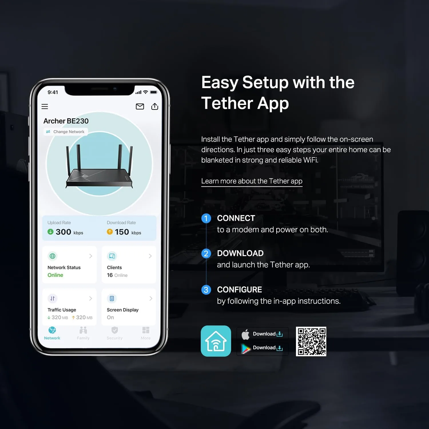 TP-Link Archer BE230 BE3600 Dual-Band Wi-Fi 7 Router