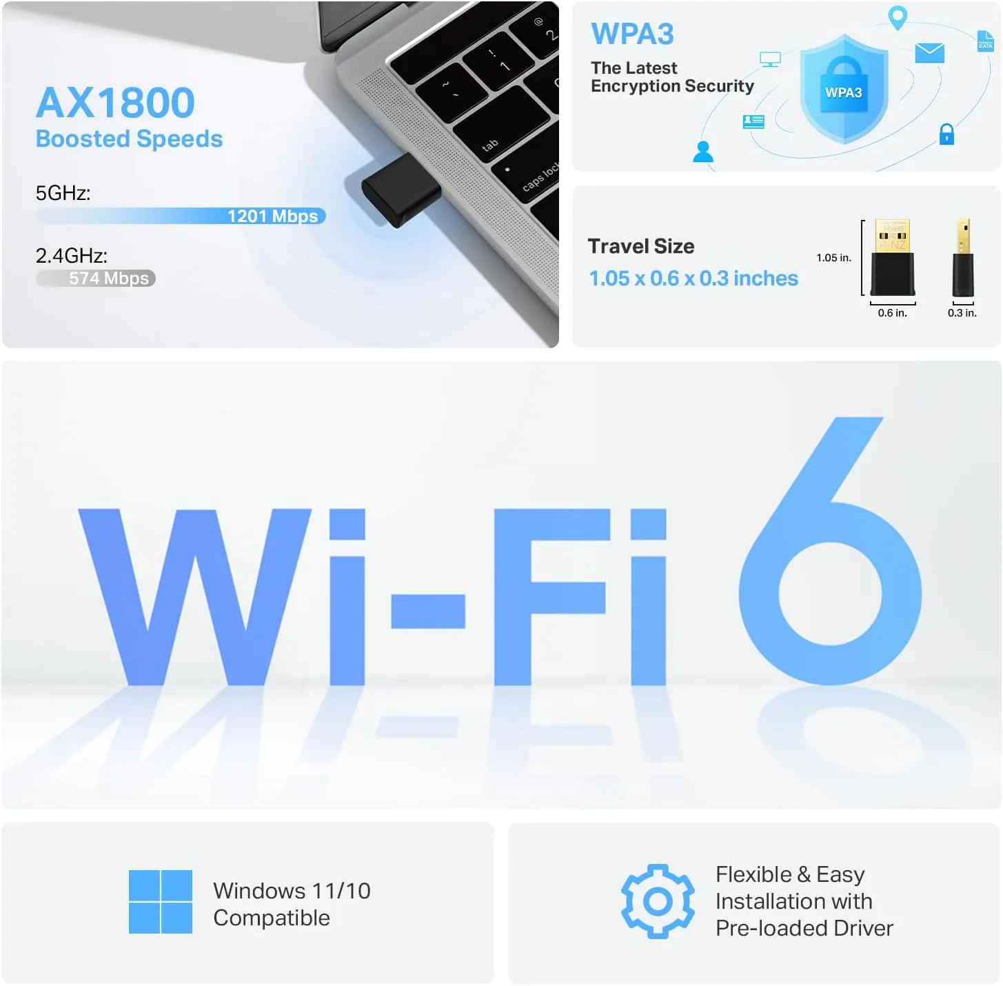 TP-Link Archer Nano USB WiFi Adapter for PC - Dual-Band Travel-Size