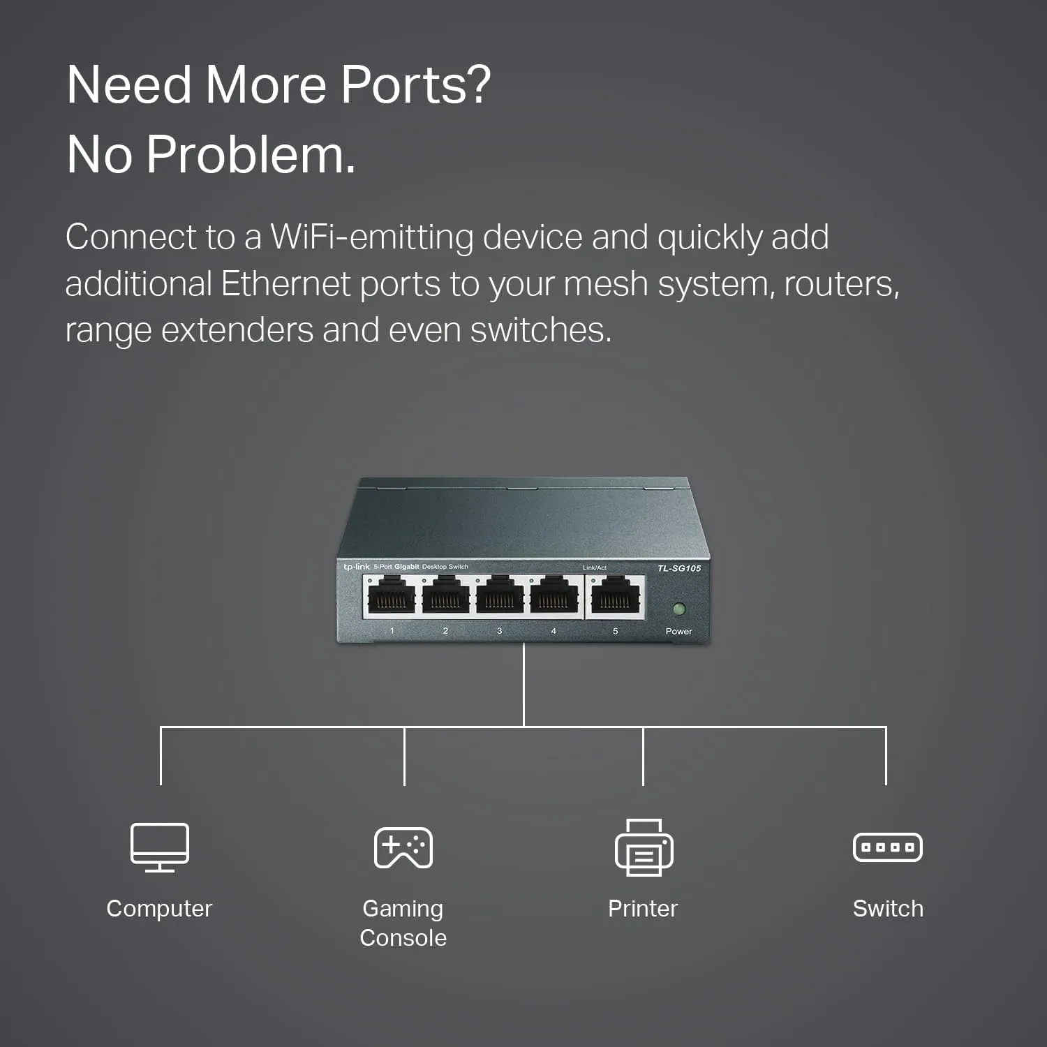 TP-LINK Gigabit Unmanaged Ethernet Switch | Fanless Metal Shielded Ports
