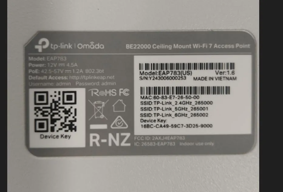 TP-Link Omada BE22000 WiFi 7 Tri-Band Ceiling Mount Access Point (EAP783)