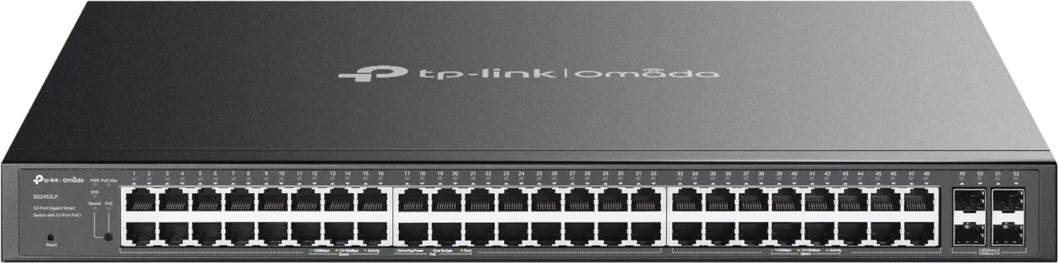 TP-Link 48 Port PoE Gigabit Switch(SG2452LP) | 32 PoE+ Ports, 16 Non-PoE Ports