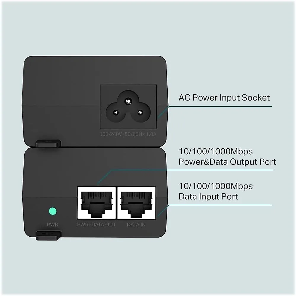 TP-Link TL-PoE160S | 802.3at/af Gigabit PoE Injector | Non-PoE to PoE Adapter | Supplies PoE (15.4W) or PoE+ (30W) | Plug