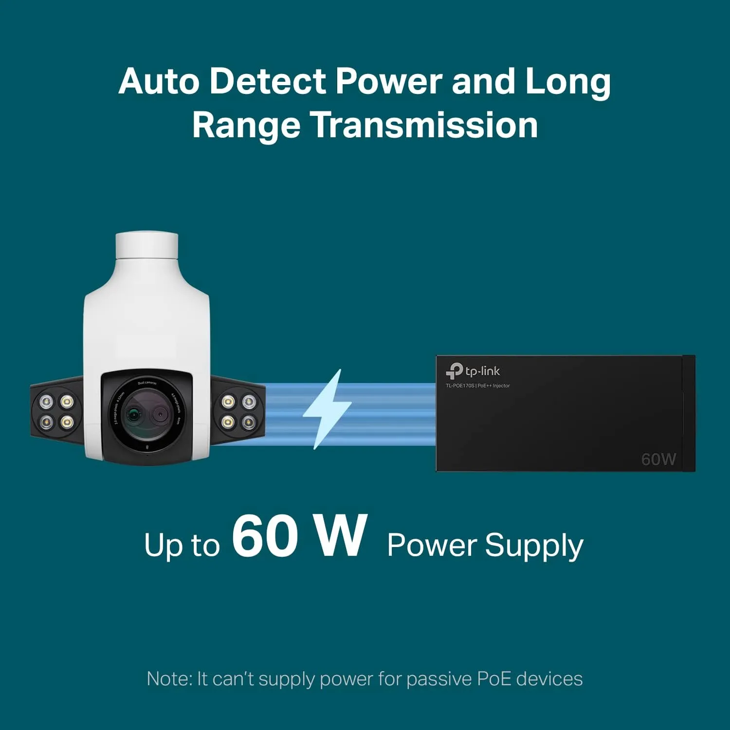 TP-Link TL-PoE170S 802.3at/af/bt Gigabit PoE Injector Non-PoE to PoE Adapter Supplies up to 60W (PoE++) Plug & Play Desktop/Wall-Mount Distance Up to 328 ft. UL Certified, Black