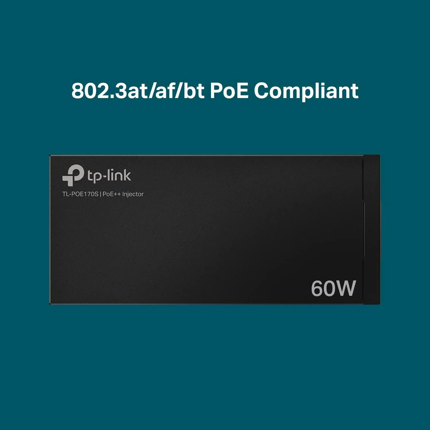 TP-Link TL-PoE170S 802.3at/af/bt Gigabit PoE Injector Non-PoE to PoE Adapter Supplies up to 60W (PoE++) Plug & Play Desktop/Wall-Mount Distance Up to 328 ft. UL Certified, Black