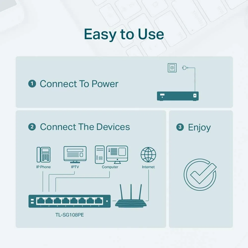 TP-Link TL-SG108PE 8-Port Gigabit PoE Easy Smart Switch with 4 PoE+ Ports