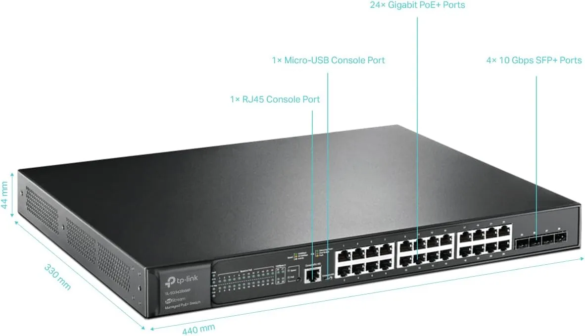 TP-LINK L2+ Managed PoE Switch with 4 x 10Gb SFP+