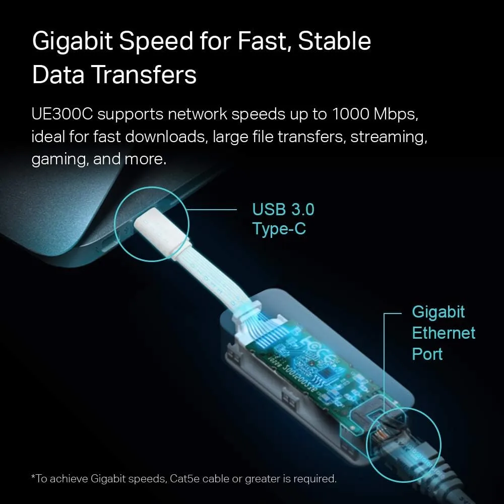 TP-LINK UE300 USB/USB-C to Gigabit Ethernet Adapter