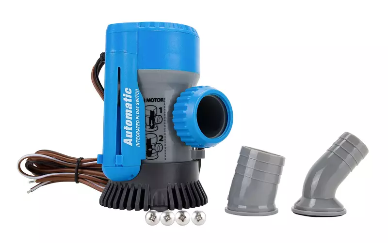 TRAC-Outdoor Products Automatic Bilge Pump, 800/1100 GPH, 3/4" & 1-1/8" Outlet