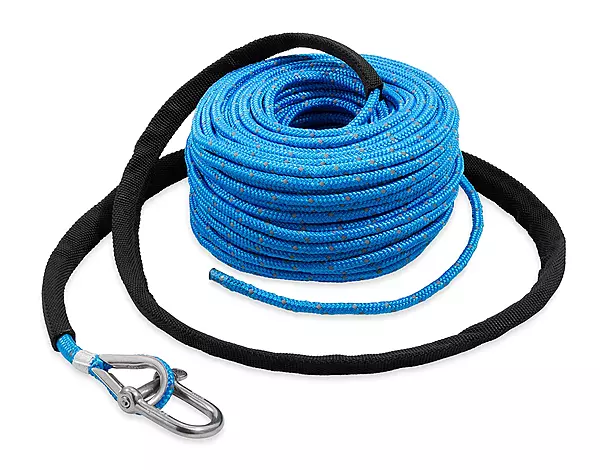 Camco Trac Outdoor 100ft Anchor Rope | Features an 800 lb. Break Strength | Includes a Stainless Steel Anchor Shackle (69080)
