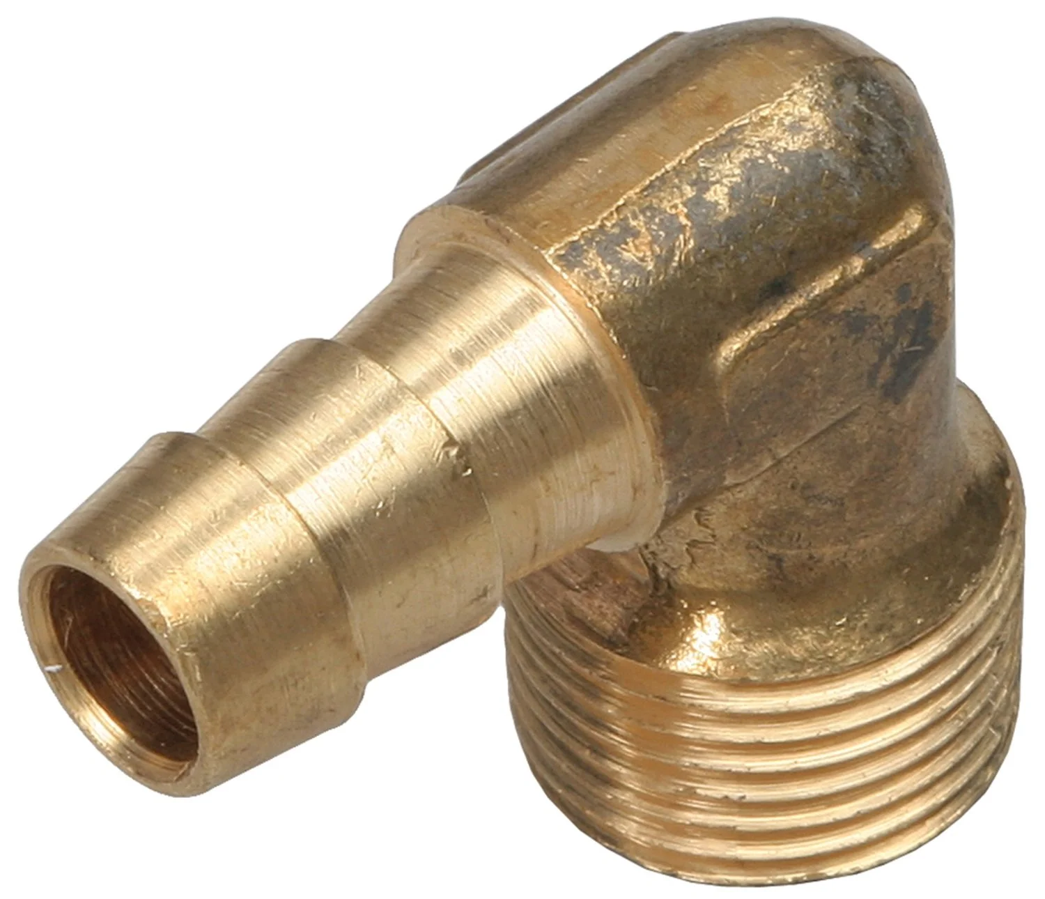 Trans-Dapt Performance 2271 Fitting, Adapter, 90 Degree, 3/8 in NPT Male to 3/8 in Hose Barb, Brass, Each