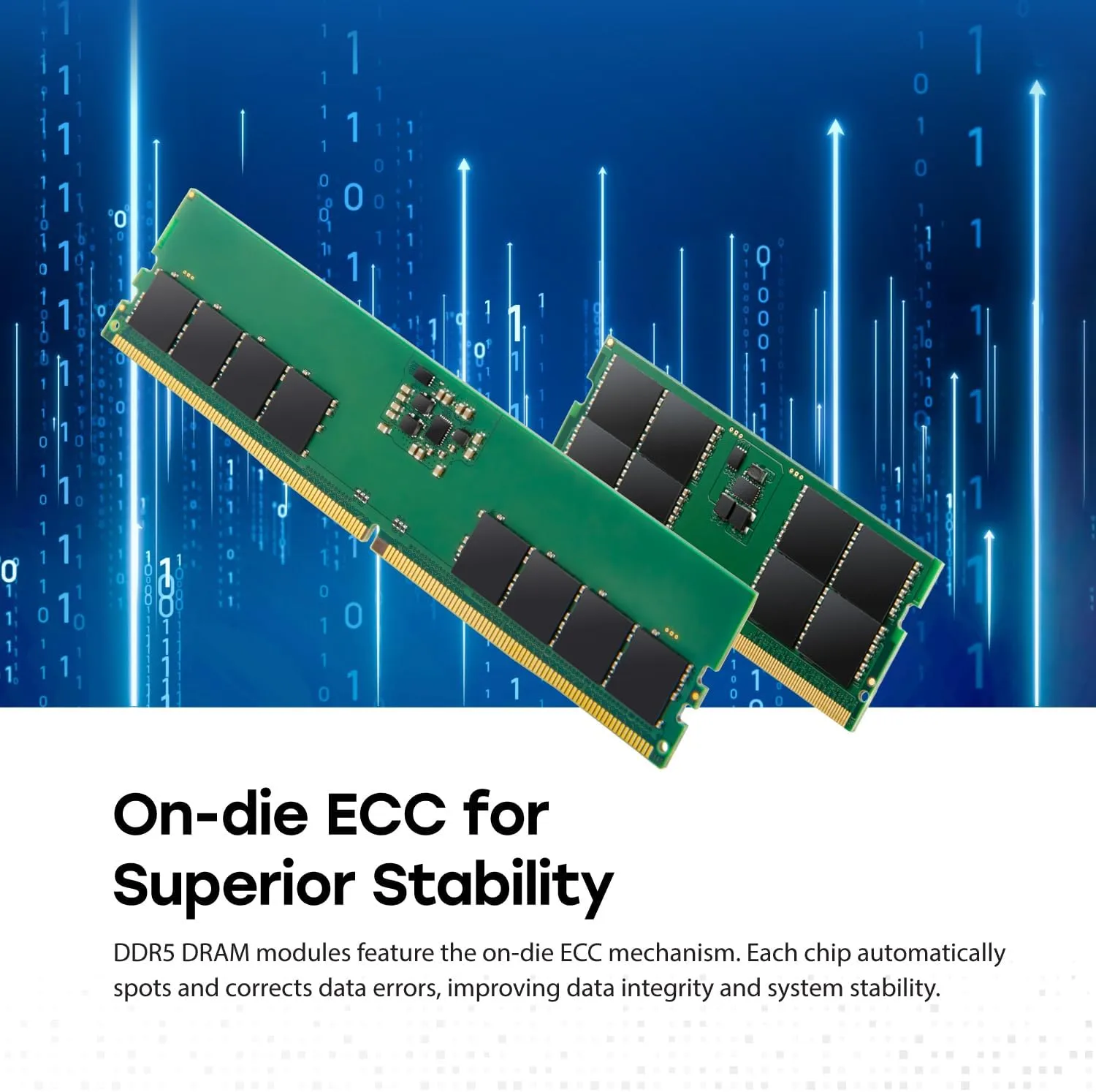 TRANSCEND 16GB DDR5 UDIMM Desktop RAM Module, On-die ECC, 288-pin, 1.1V
