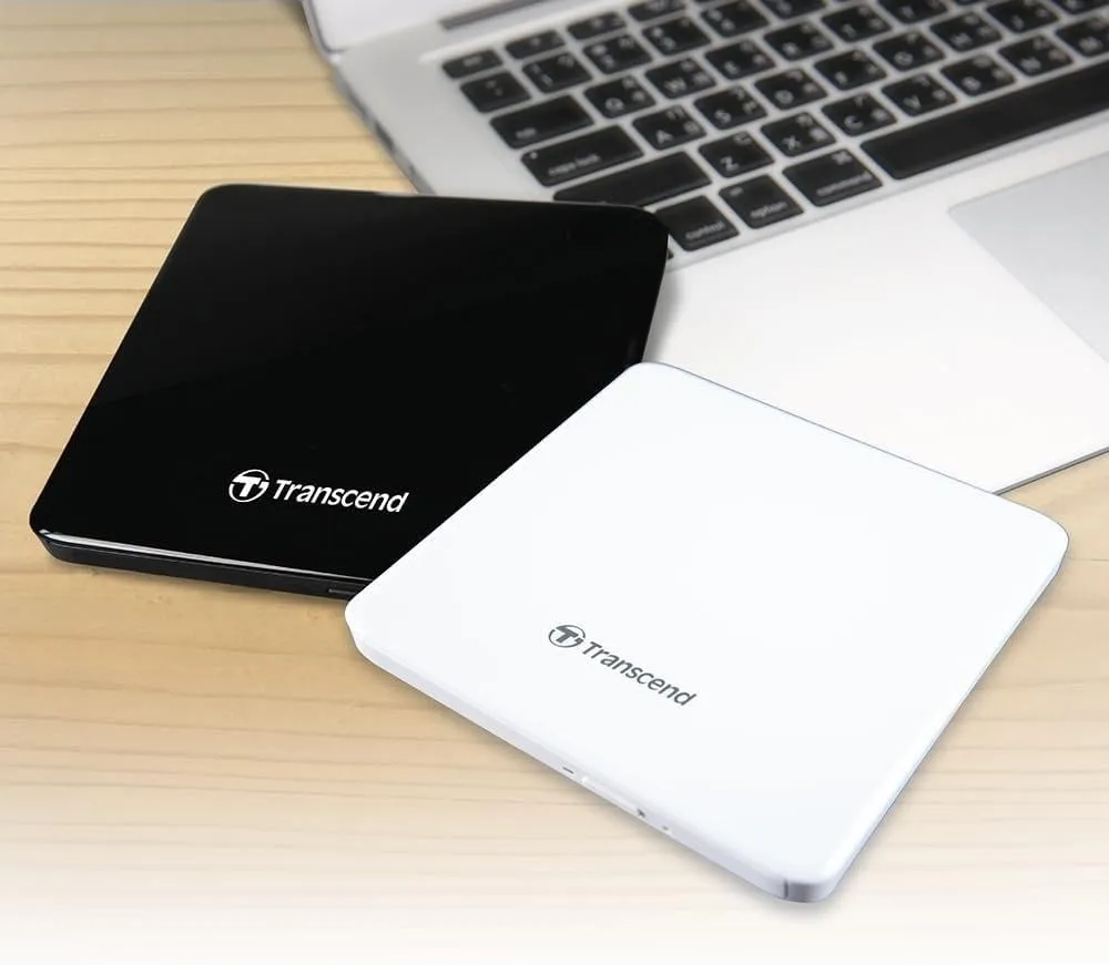 Transcend 8K Extra Slim Portable DVD Writer Optical Drive (TS8XDVDS-K) Black