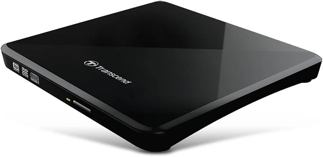 Transcend 8K Extra Slim Portable DVD Writer Optical Drive (TS8XDVDS-K) Black