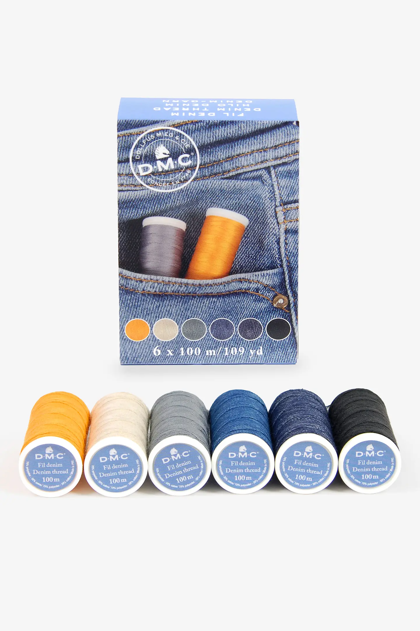 6 Spolette Filo per cucire Jeans 6 Spolette Filo per cucire Jeans